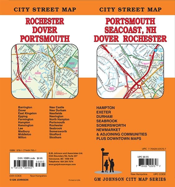 Plan des rues - Portsmouth, Dover, Rochester, New Hampshire Coast Beaches (New Hampshire) | GM Johnson plan de ville GM Johnson 