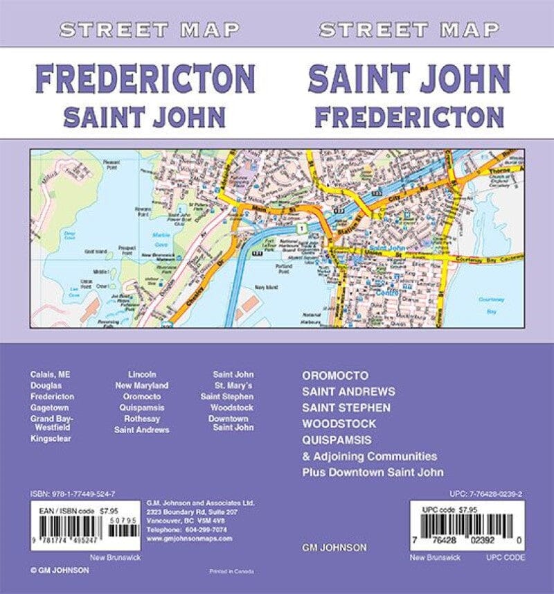 Plan des rues - Saint John, Fredericton | GM Johnson plan de ville GM Johnson Default Title