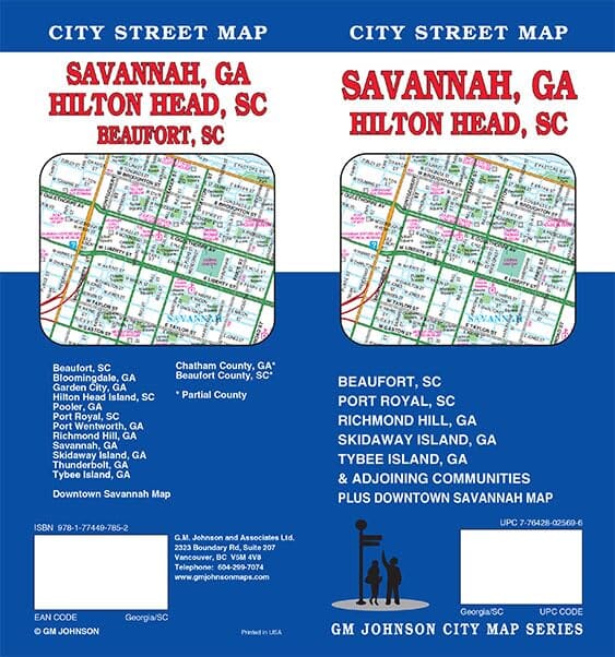 Plan des rues - Savannah (Géorgie), Hilton Head, Beaufort (Caroline du Sud) | GM Johnson plan de ville GM Johnson 