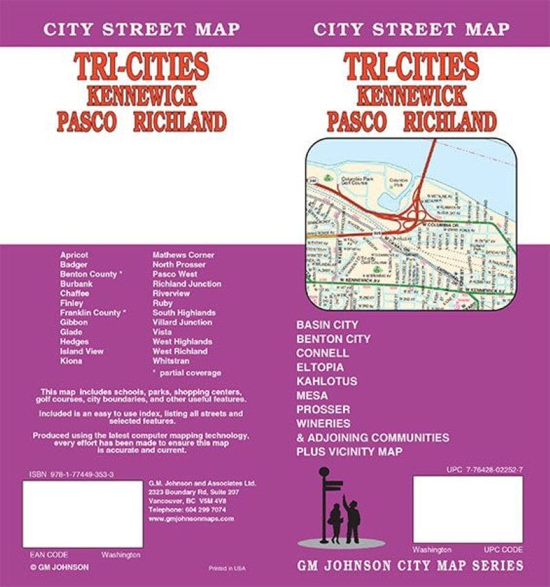 Plan des rues - Tri-Cities : Kennewick, Pasco et Richland (Washington) | GM Johnson plan de ville GM Johnson Default Title