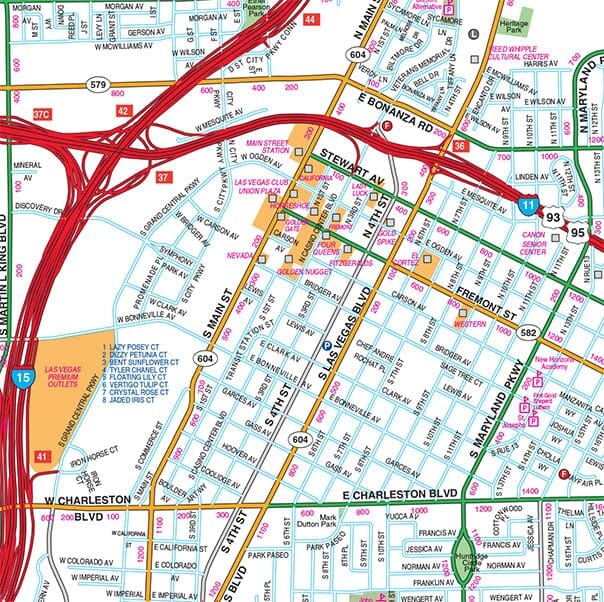 Plan des rues - Zone Nord de Las Vegas, the Strip (Nevada) | GM Johnson plan de ville GM Johnson 