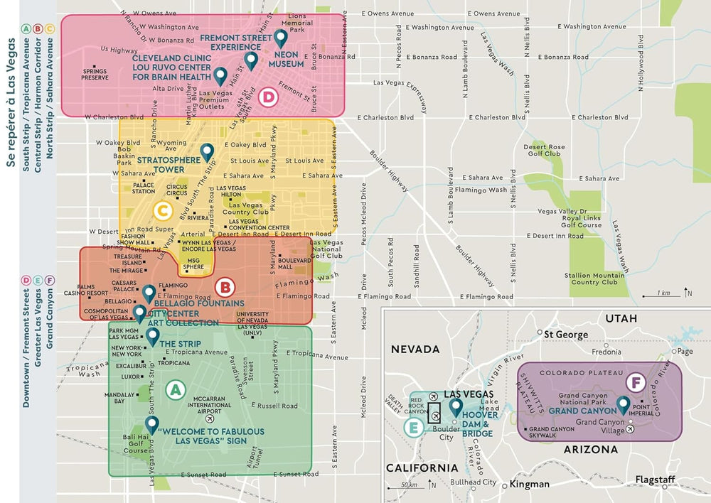 Plan détaillé - Las Vegas | Cartoville carte pliée Gallimard 