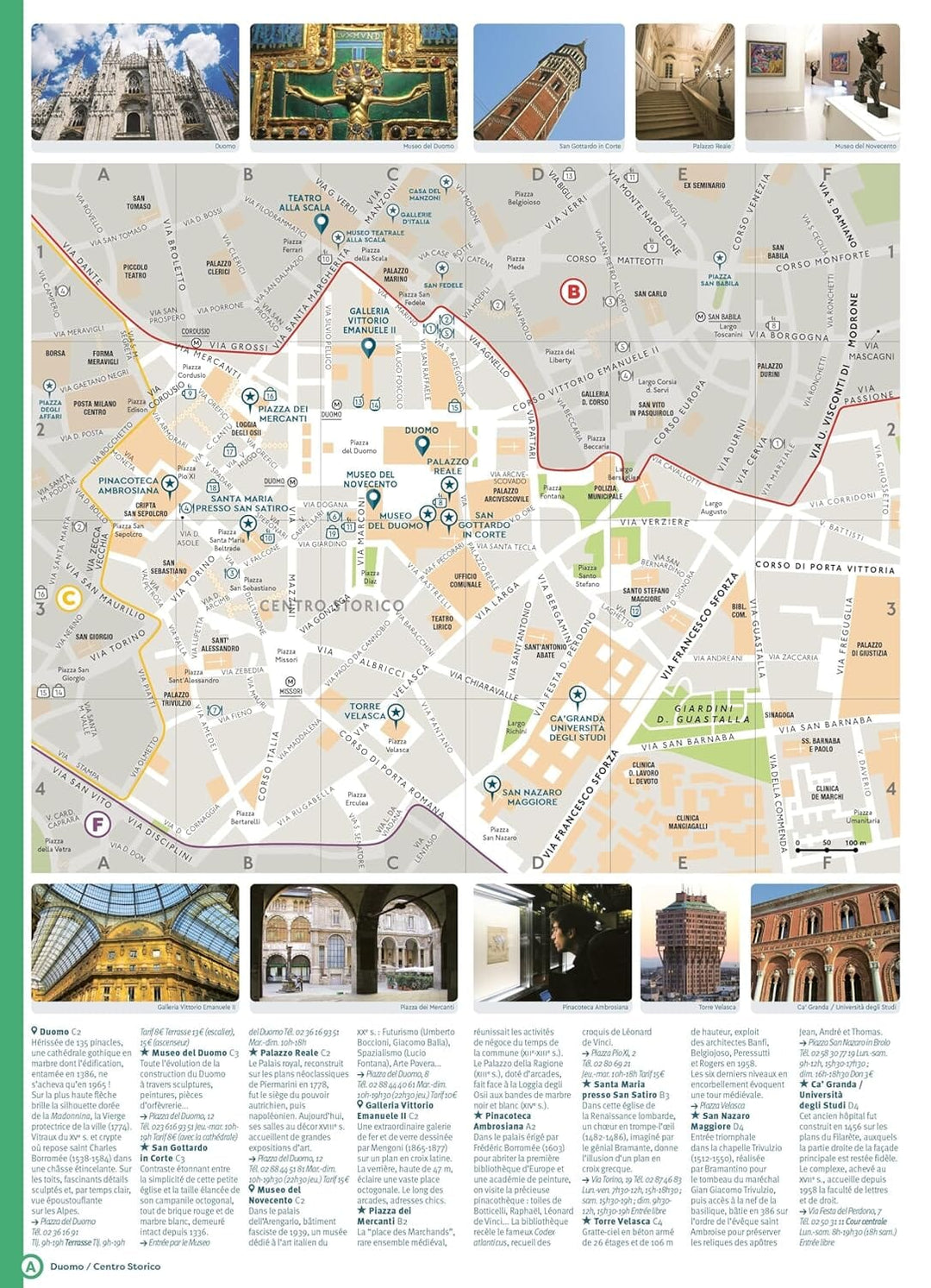 Plan détaillé - Milan | Cartoville carte pliée Gallimard 