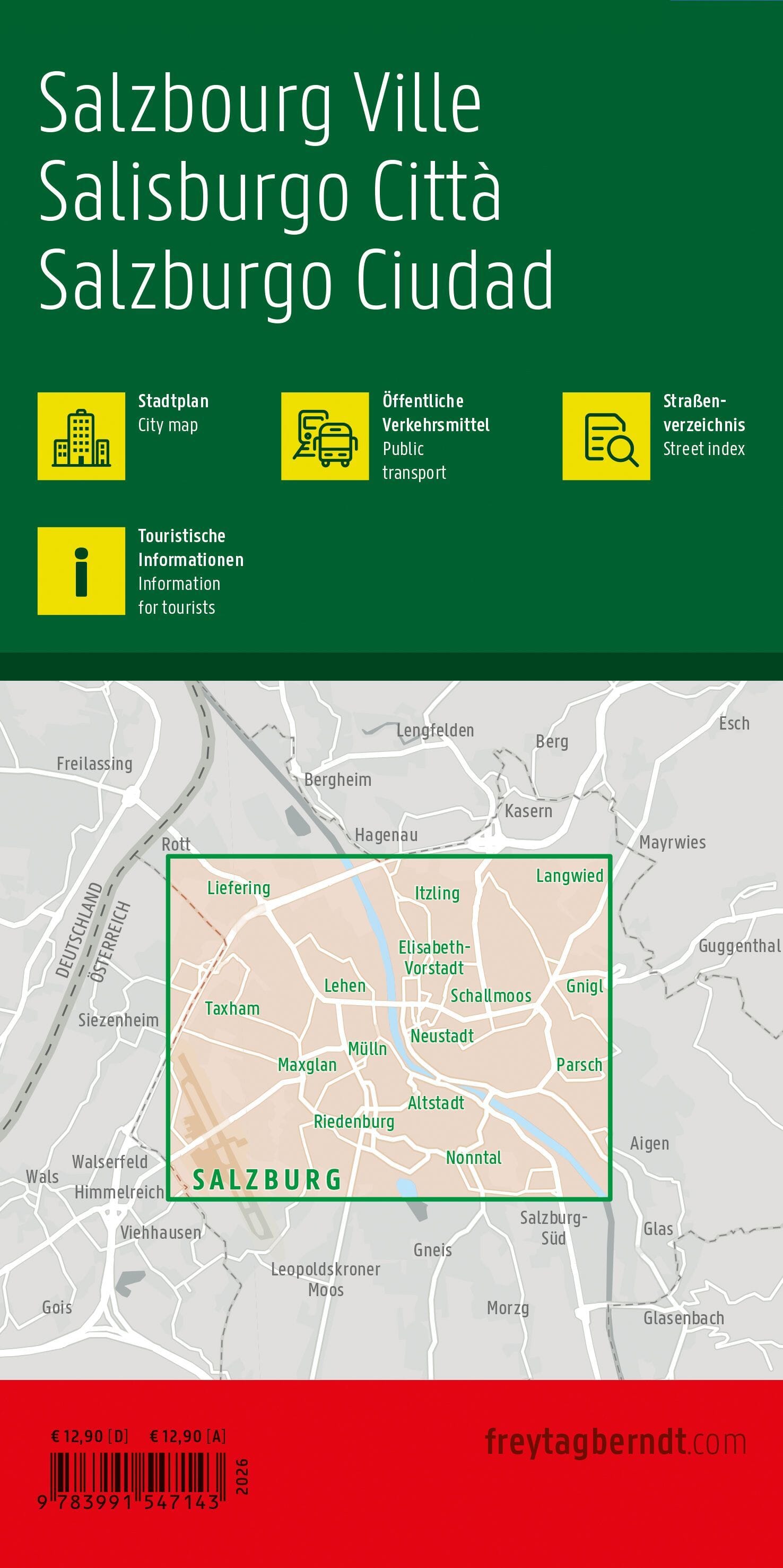 Plan détaillé - Salzbourg (Autriche) | Freytag & Berndt plan de ville Freytag & Berndt 