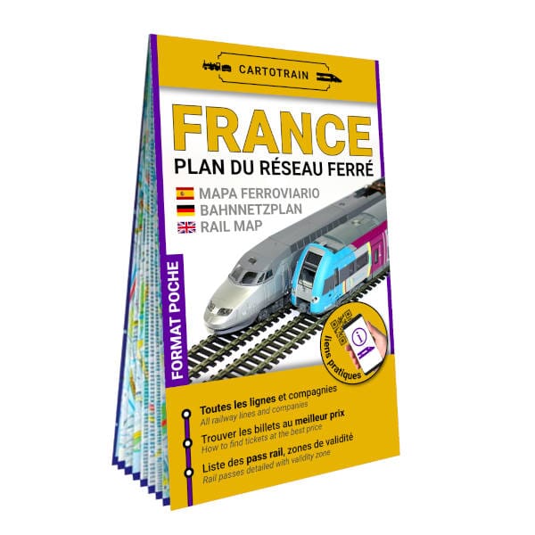 Plan du réseau ferré de France – format poche plastifié | Cartotrain carte routière Cartotrain