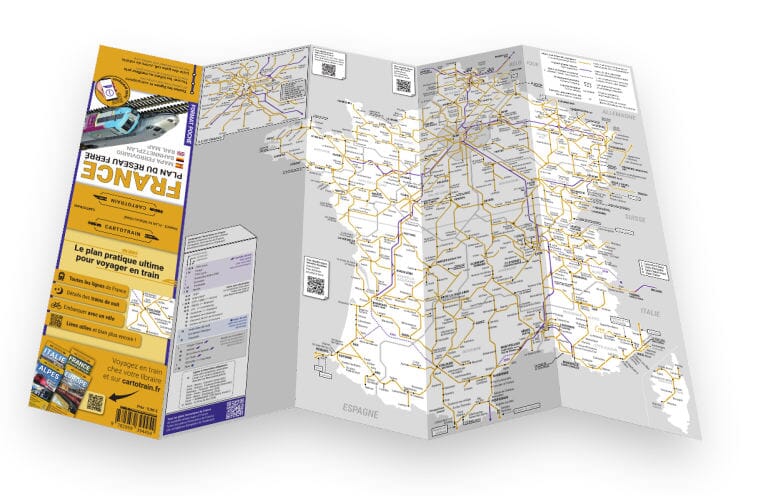 Plan du réseau ferré de France – format poche plastifié | Cartotrain carte routière Cartotrain