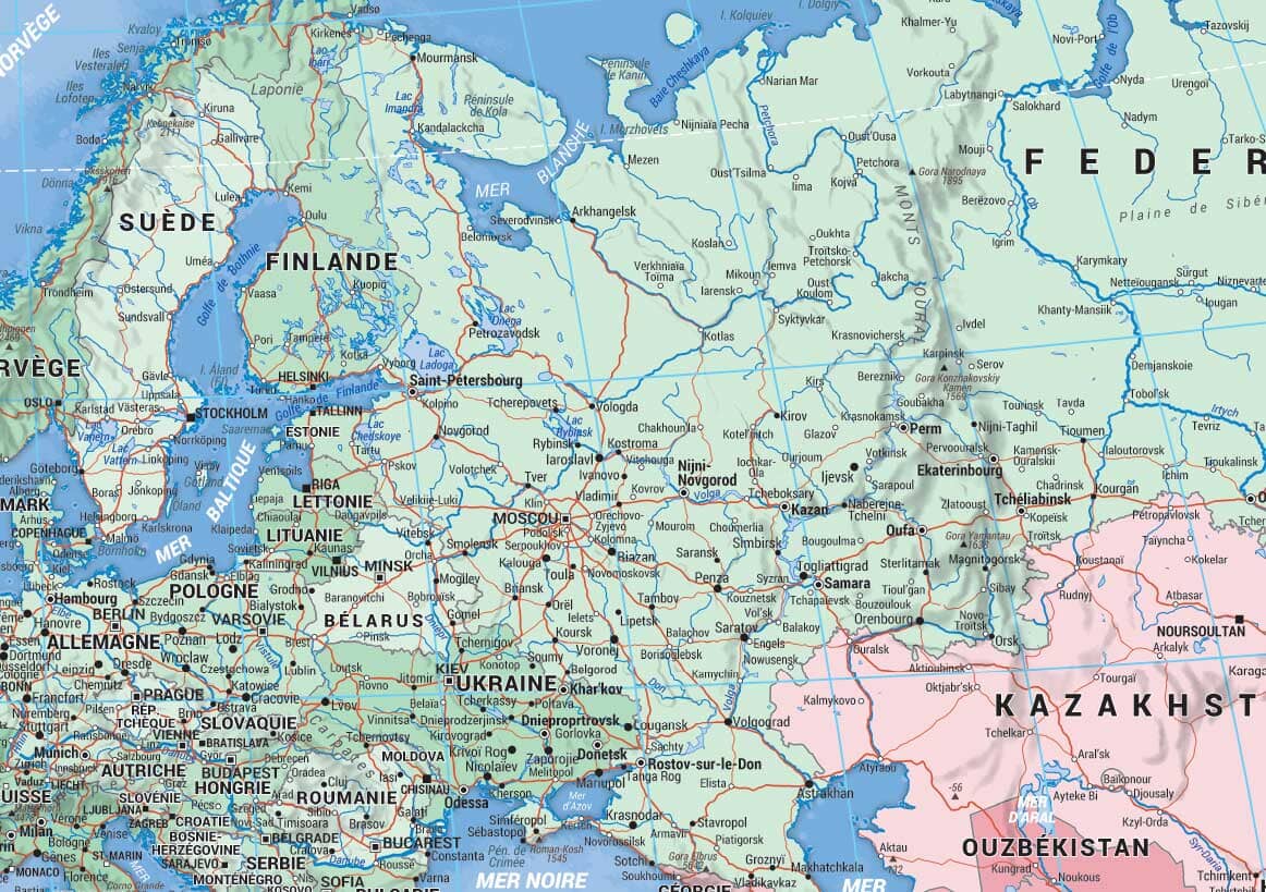 Planisphère plastifié - Monde politique (133 x 90 cm) | Blay Foldex carte murale roulée (en tube) Blay Foldex