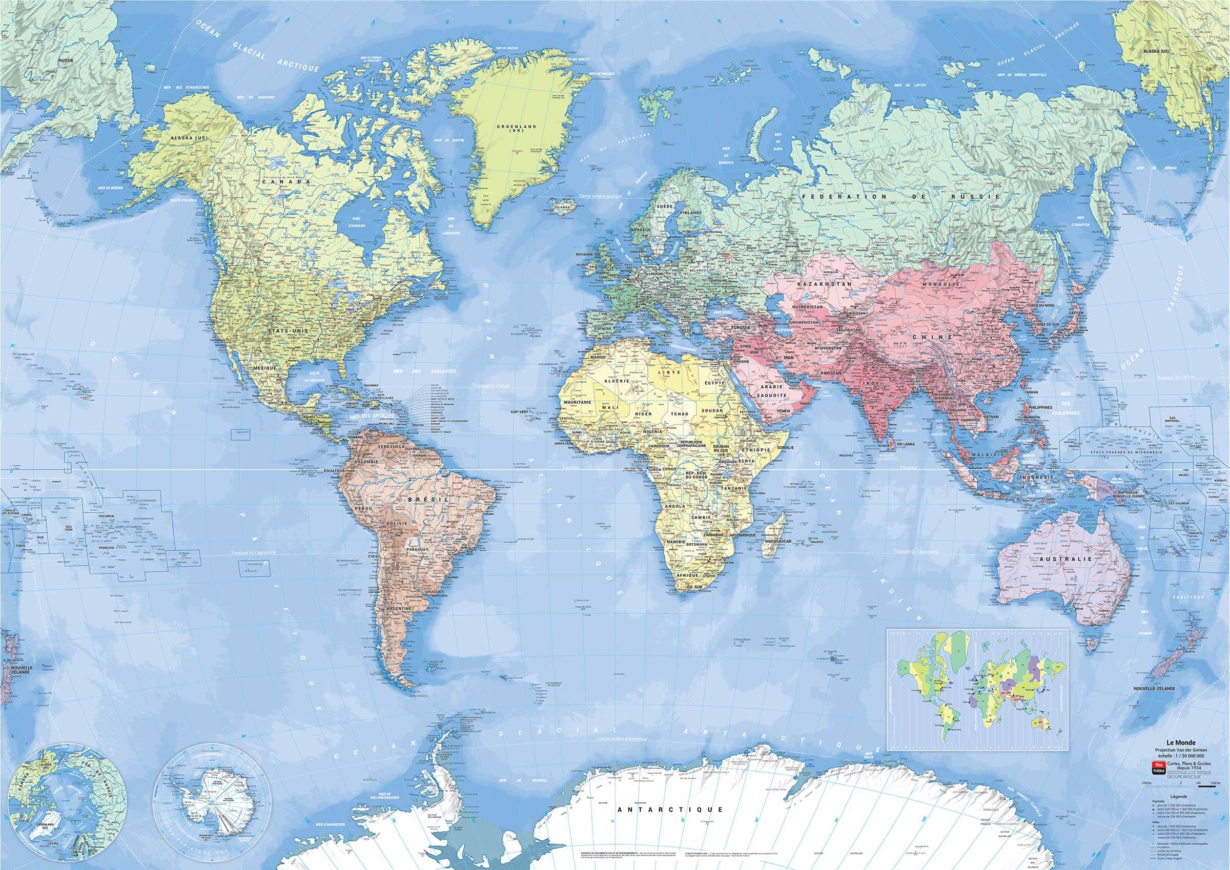 Laminated World Map - Political World (133 x 90 cm) | Blay Foldex