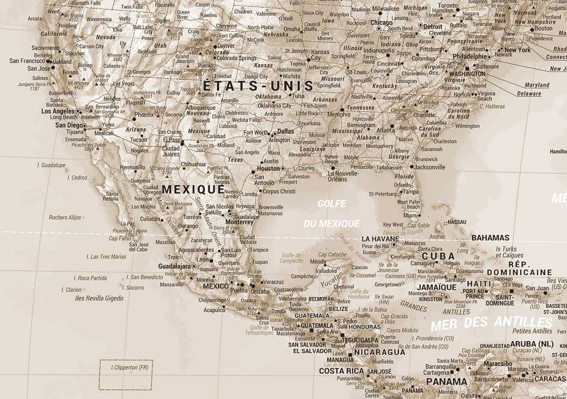 Planisphère plastifié - Monde politique, style vintage (133 x 90 cm) | Blay Foldex carte murale roulée (en tube) Blay Foldex