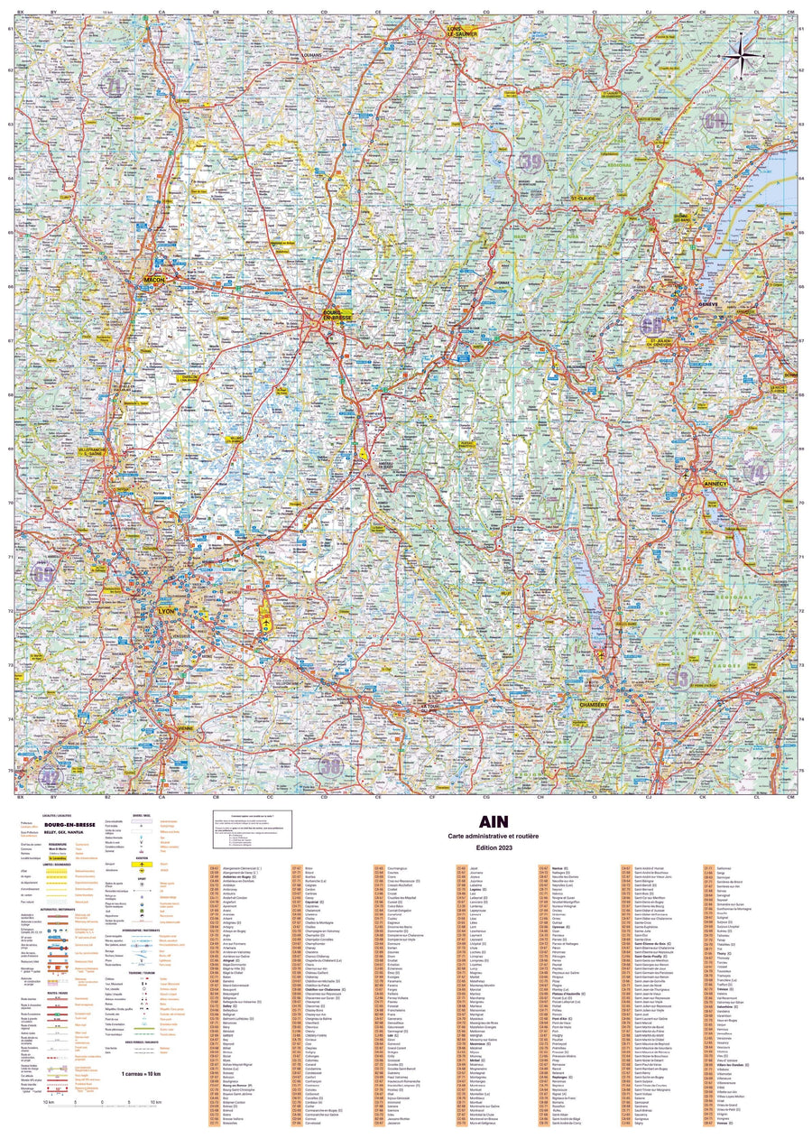 Poster - Ain (119 x 85 cm) | Blay Foldex carte murale hors dimensions Blay Foldex 