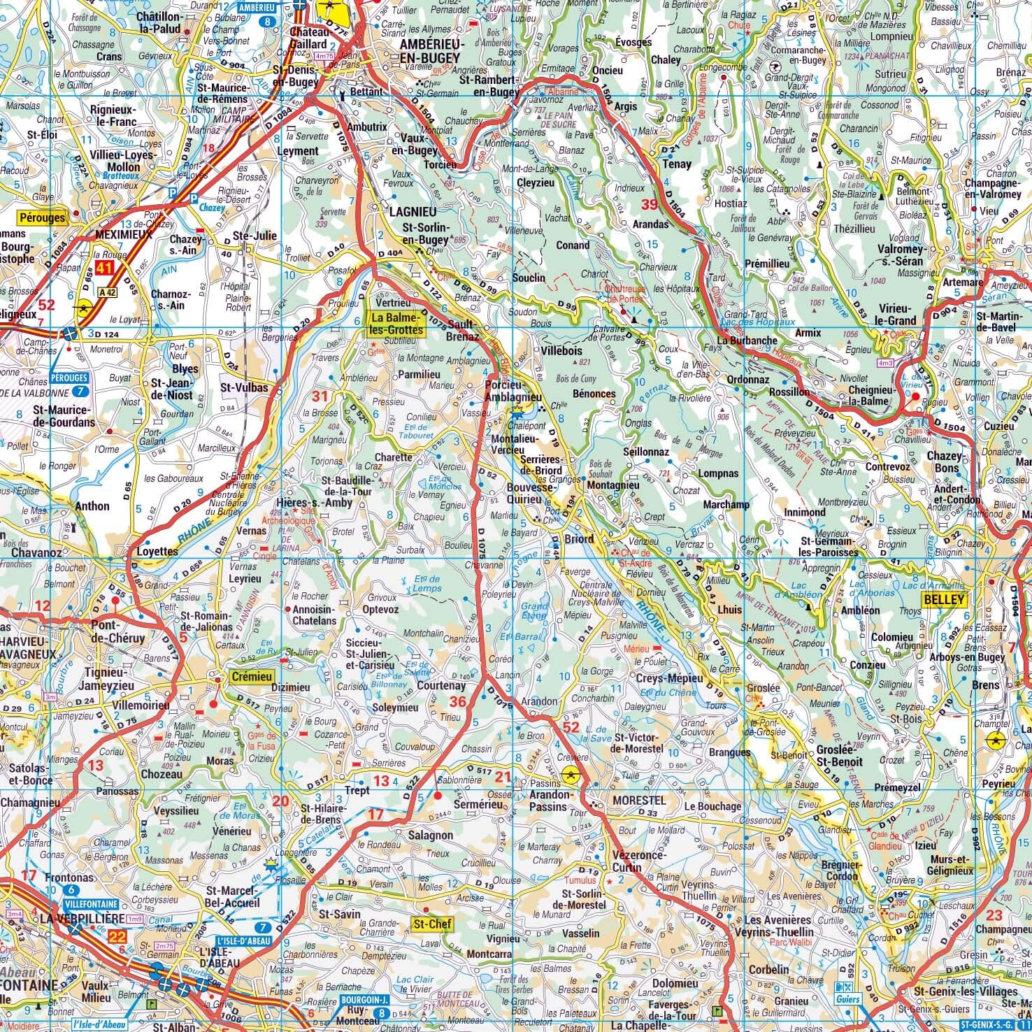 Poster - Ain (119 x 85 cm) | Blay Foldex carte murale roulée (en tube) Blay Foldex