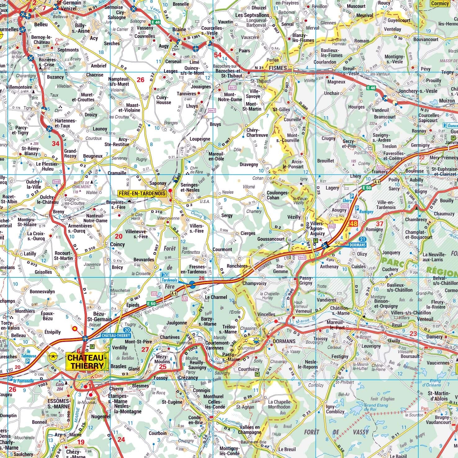 Poster - Aisne (119 x 85 cm) | Blay Foldex carte murale roulée (en tube) Blay Foldex