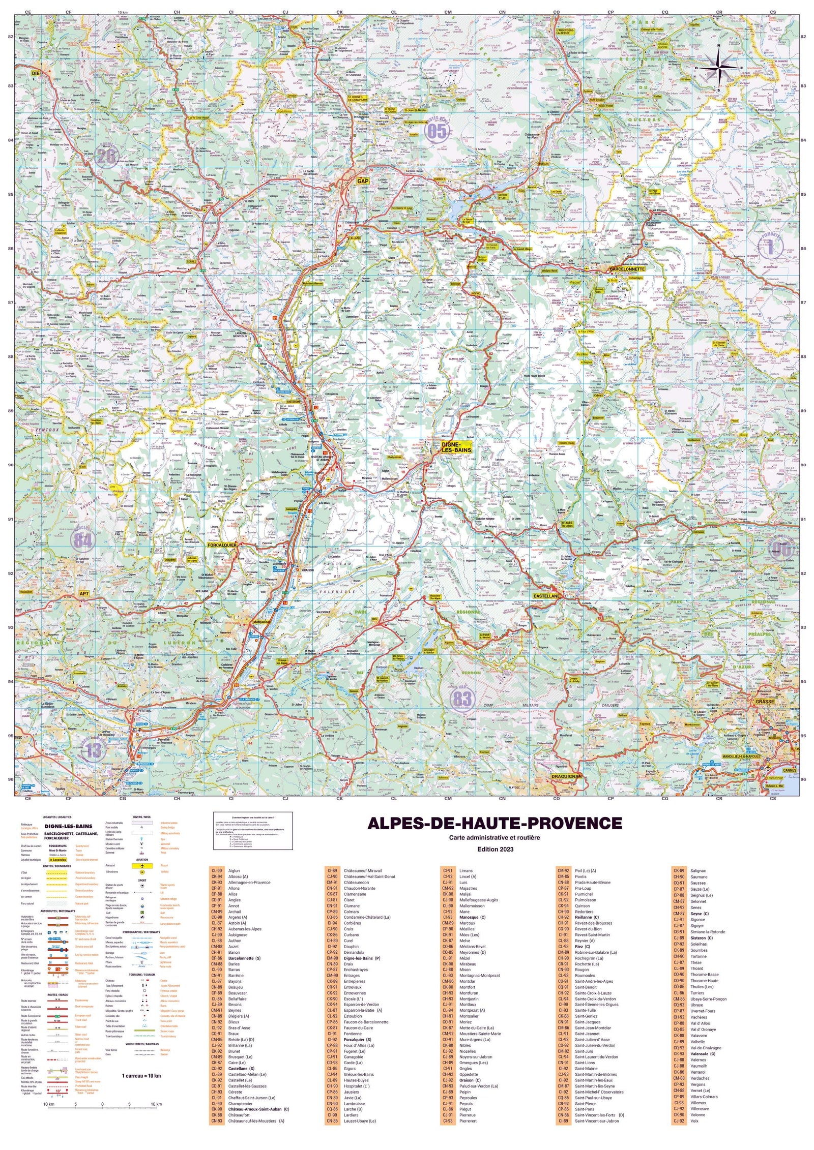 Poster - Alpes-de-Haute-Provence (119 x 85 cm) | Blay Foldex carte murale roulée (en tube) Blay Foldex