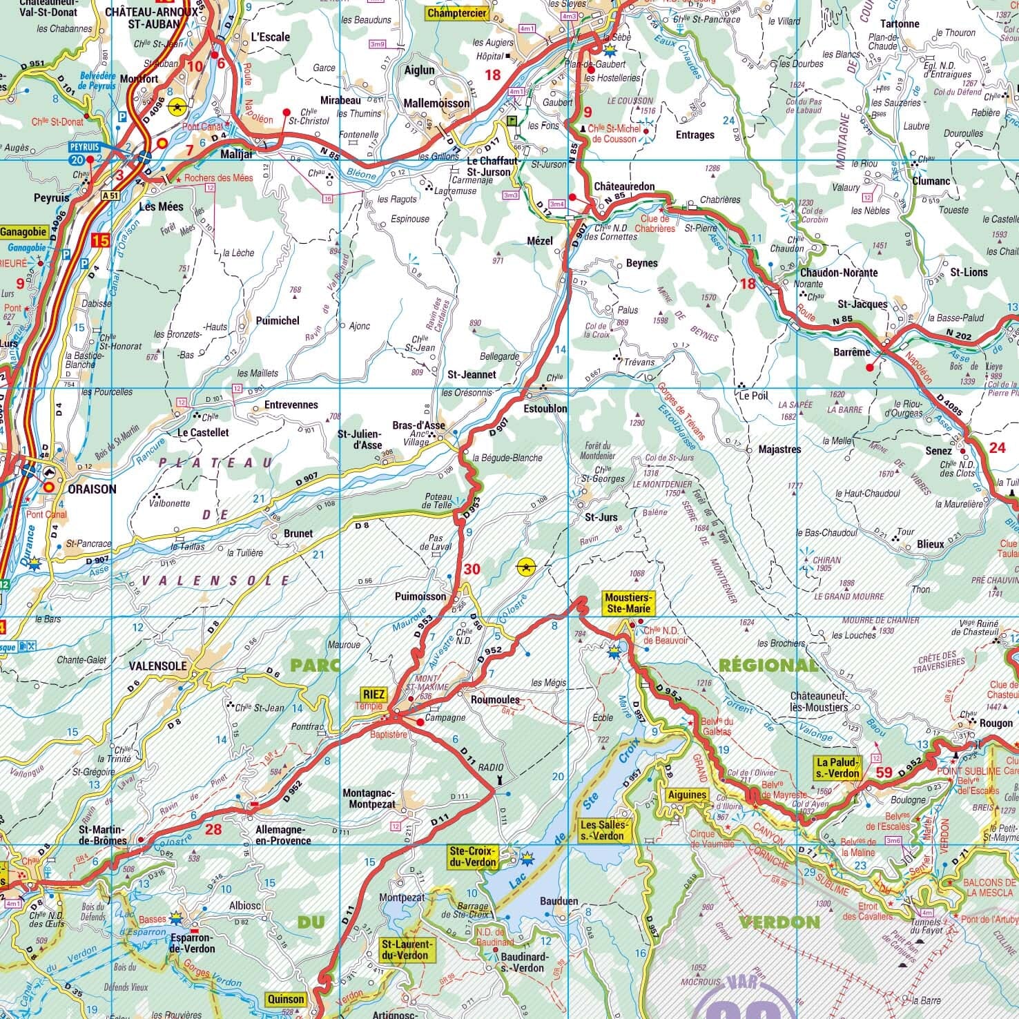 Poster - Alpes-de-Haute-Provence (119 x 85 cm) | Blay Foldex carte murale roulée (en tube) Blay Foldex