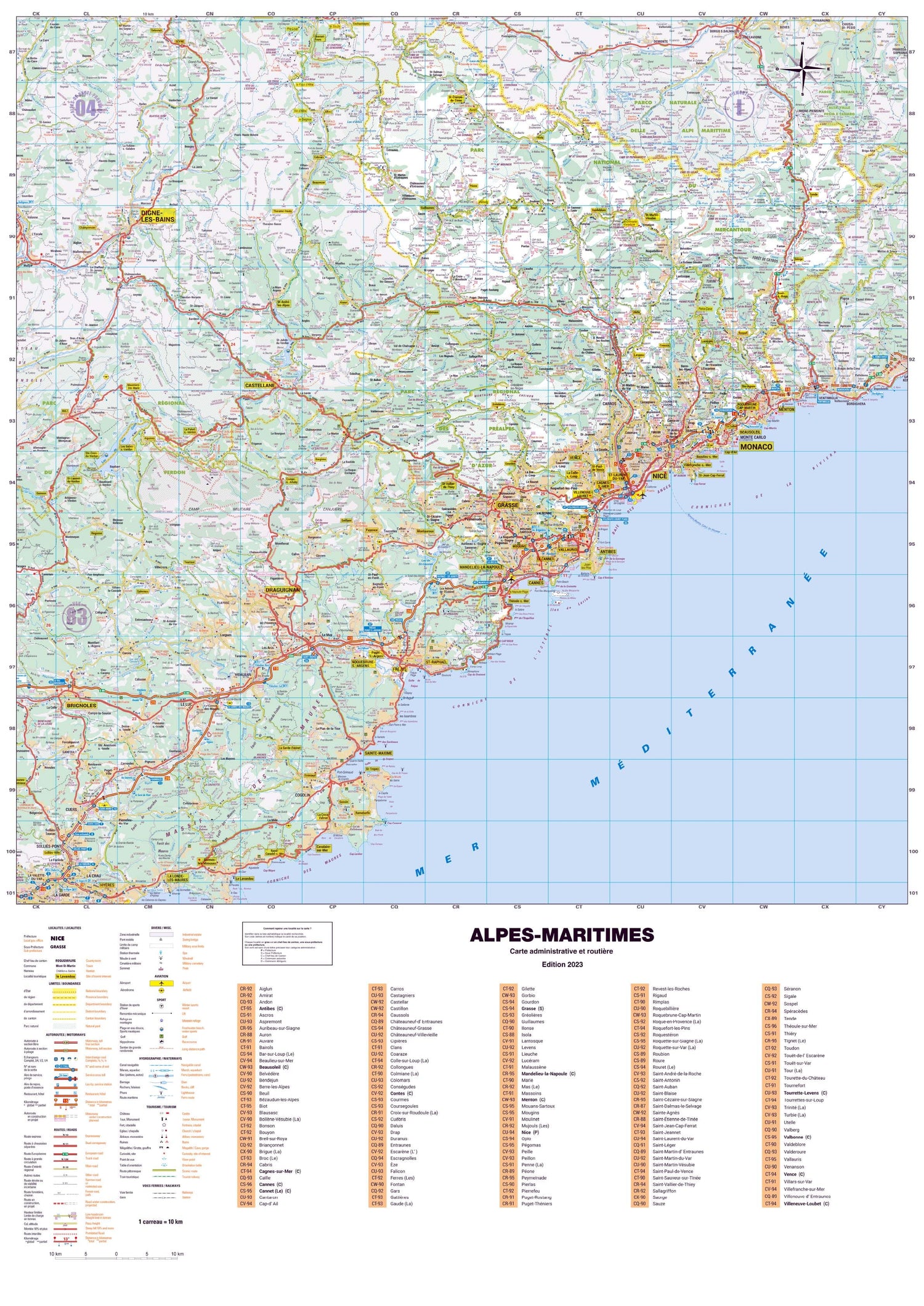 Poster - Alpes-Maritimes (119 x 85 cm) | Blay Foldex carte murale roulée (en tube) Blay Foldex