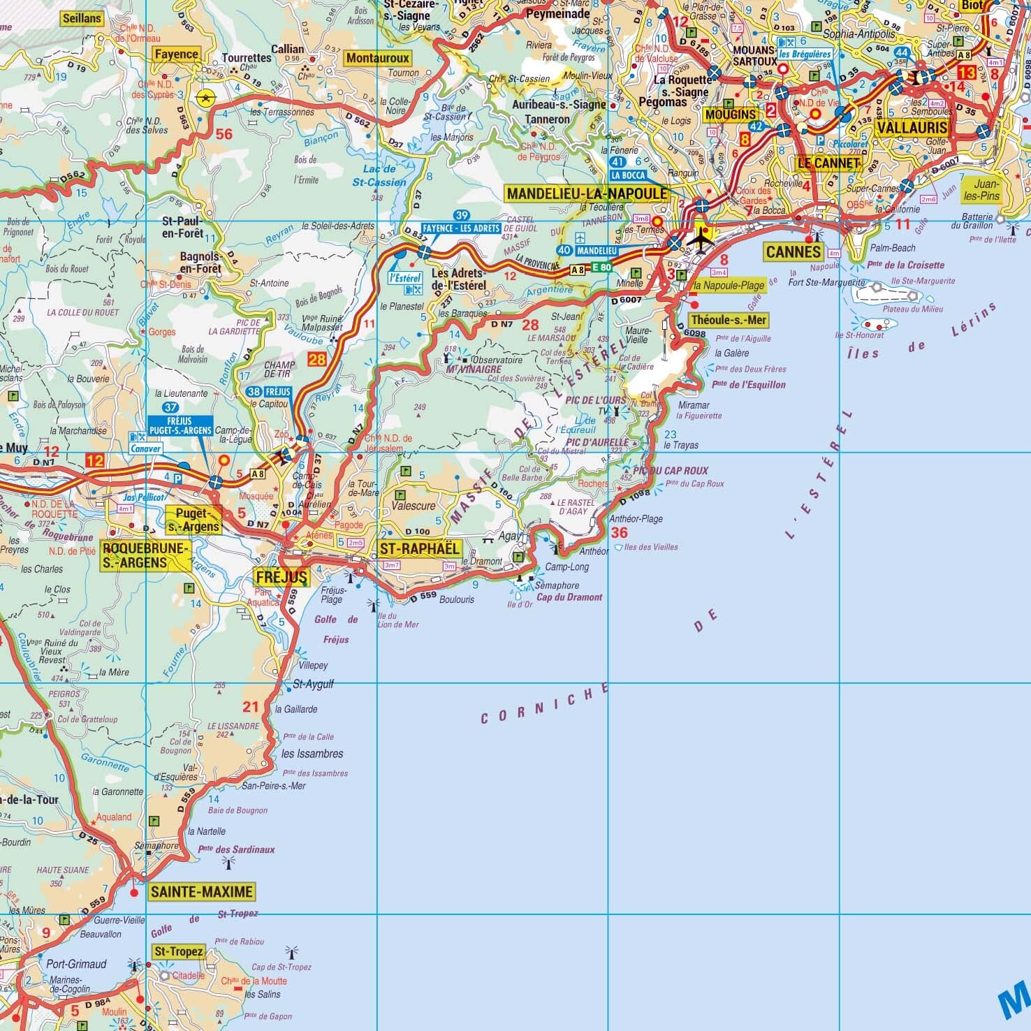 Poster - Alpes-Maritimes (119 x 85 cm) | Blay Foldex carte murale roulée (en tube) Blay Foldex