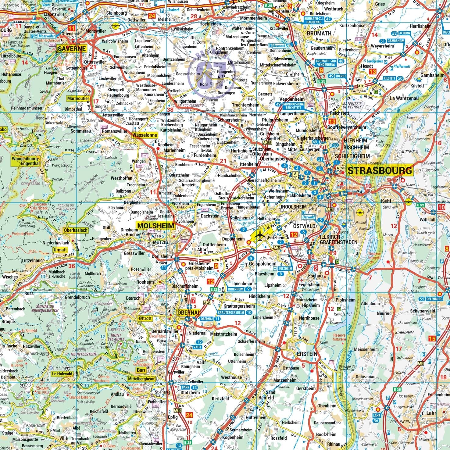 Poster - Alsace (51 x 95 cm) | Blay Foldex carte murale roulée (en tube) Blay Foldex