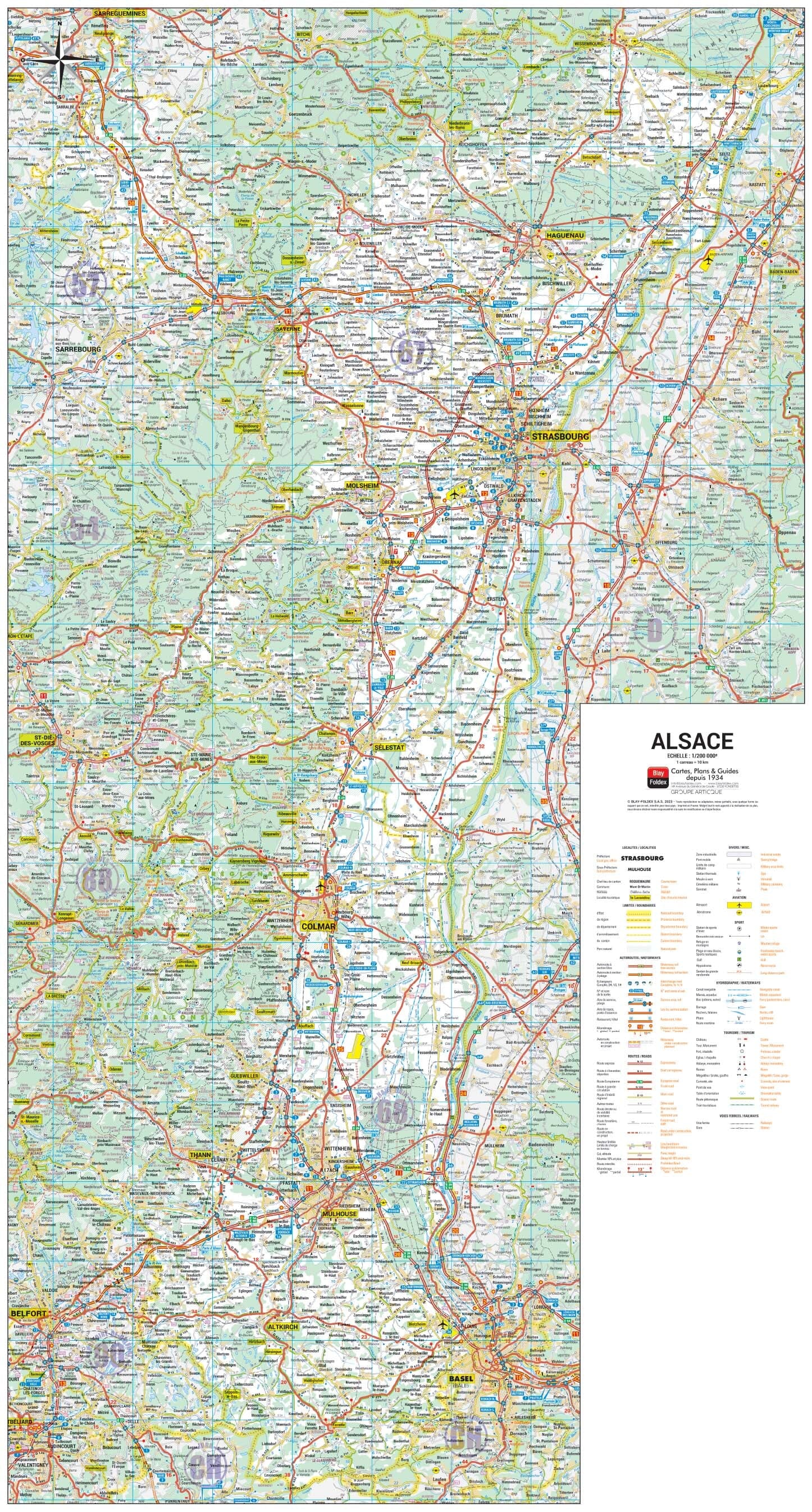 Poster - Alsace (51 x 95 cm) | Blay Foldex carte murale roulée (en tube) Blay Foldex