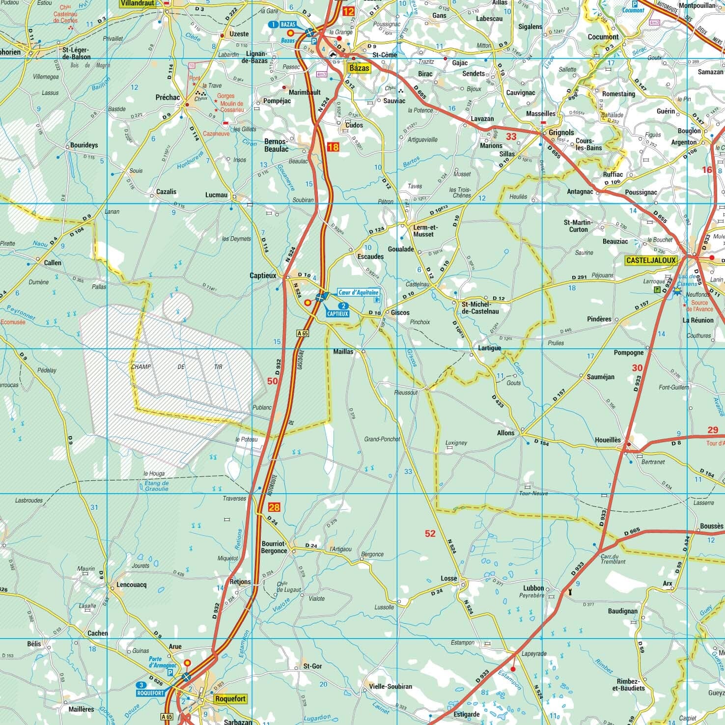 Poster - Aquitaine (135 × 164 cm) | Blay Foldex carte murale roulée (en tube) Blay Foldex