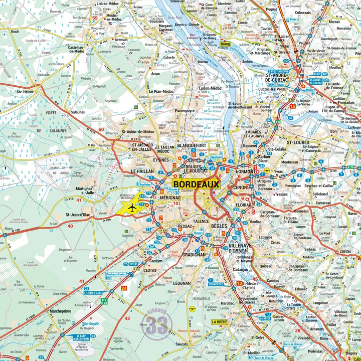 Poster - Aquitaine (135 × 164 cm) | Blay Foldex carte murale roulée (en tube) Blay Foldex