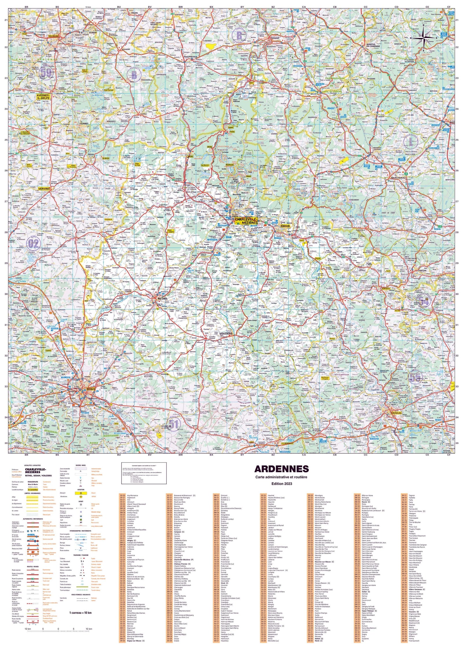 Poster - Ardennes (119 x 85 cm) | Blay Foldex carte murale roulée (en tube) Blay Foldex