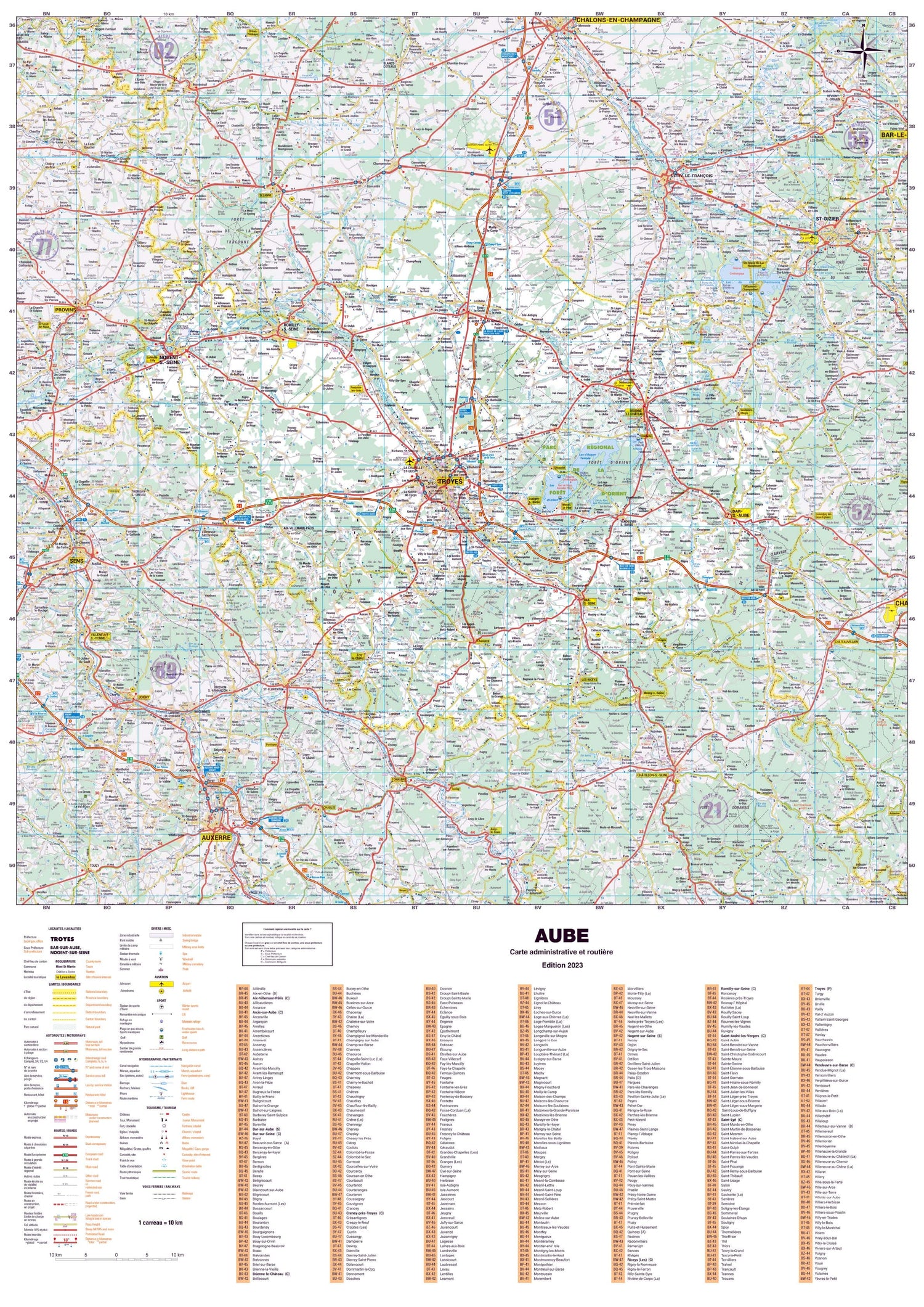 Poster - Aube (119 x 85 cm) | Blay Foldex carte murale roulée (en tube) Blay Foldex