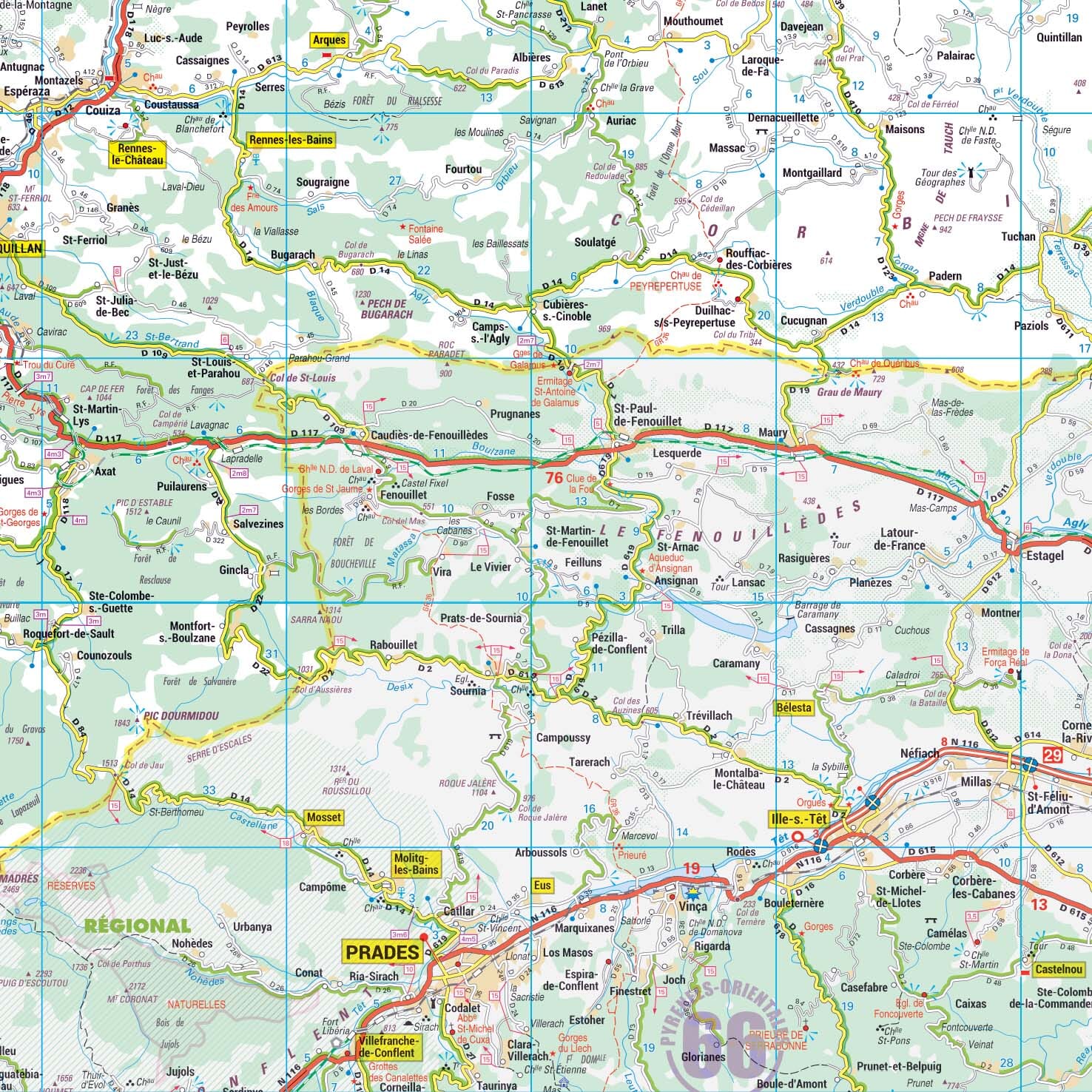 Poster - Aude (119 x 85 cm) | Blay Foldex carte murale roulée (en tube) Blay Foldex