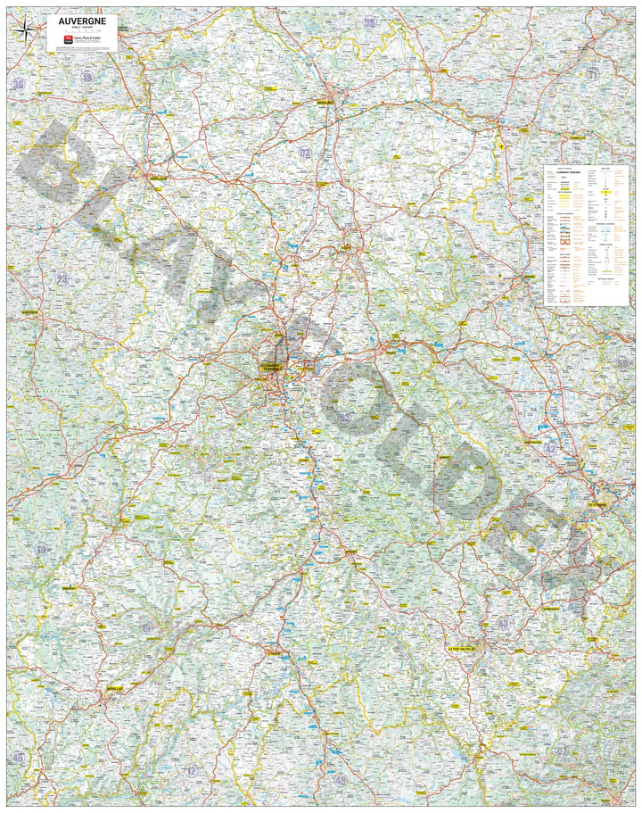 Poster - Auvergne (98 × 124 cm) | Blay Foldex carte murale roulée (en tube) Blay Foldex