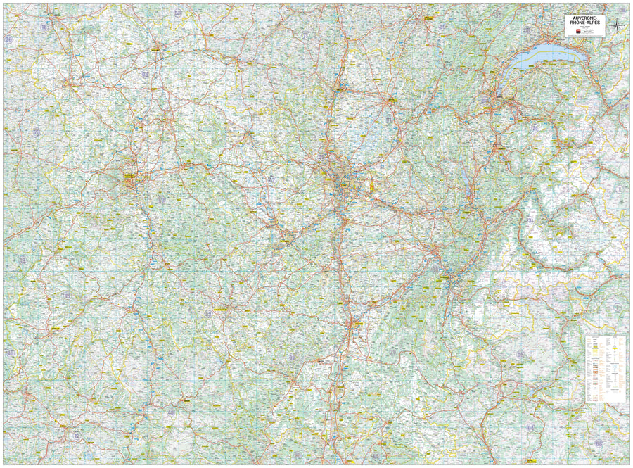 Poster - Auvergne-Rhône-Alpes (203 × 150 cm) | Blay Foldex carte murale hors dimensions Blay Foldex 