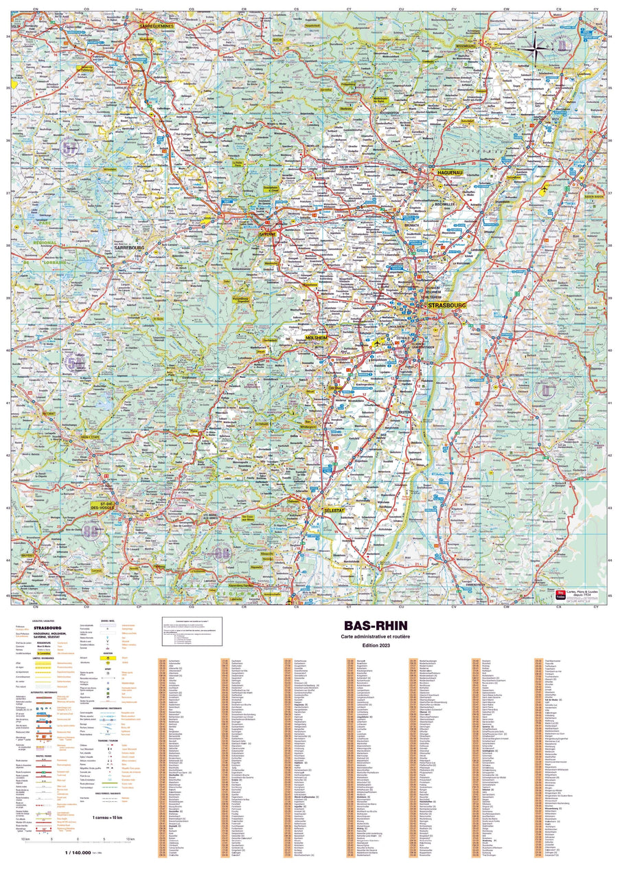 Poster - Bas-Rhin (119 x 85 cm) | Blay Foldex carte murale hors dimensions Blay Foldex 