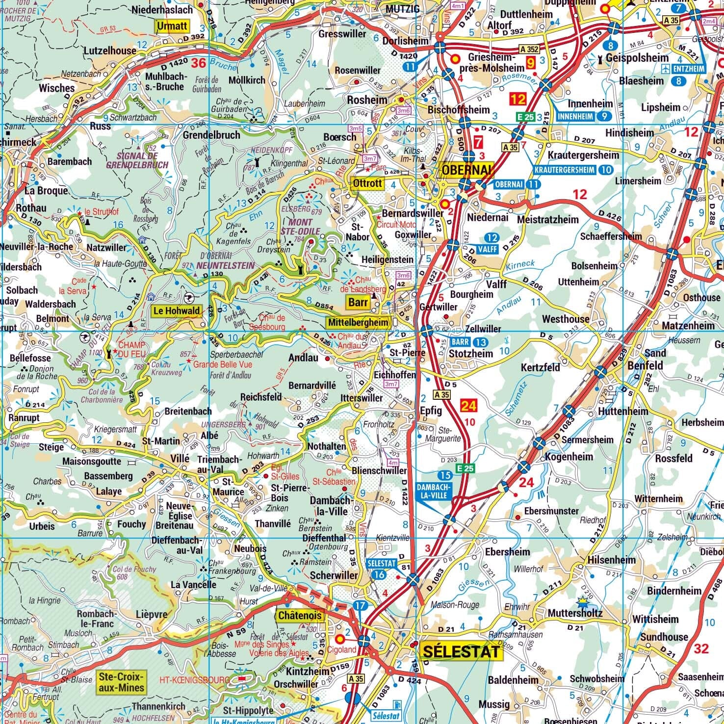 Poster - Bas-Rhin (119 x 85 cm) | Blay Foldex carte murale roulée (en tube) Blay Foldex