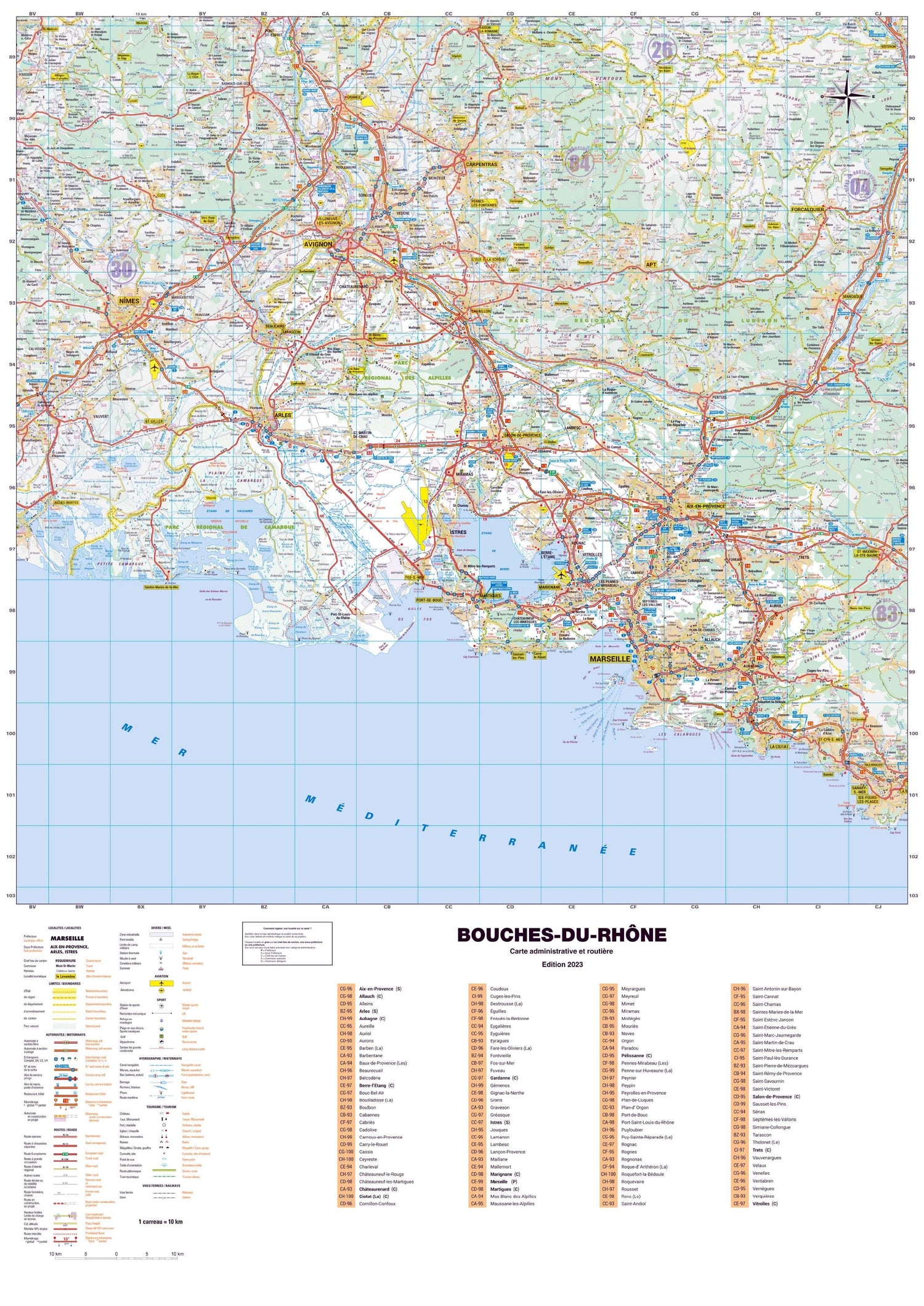 Poster - Bouches-du-Rhône (119 x 85 cm) | Blay Foldex carte murale roulée (en tube) Blay Foldex