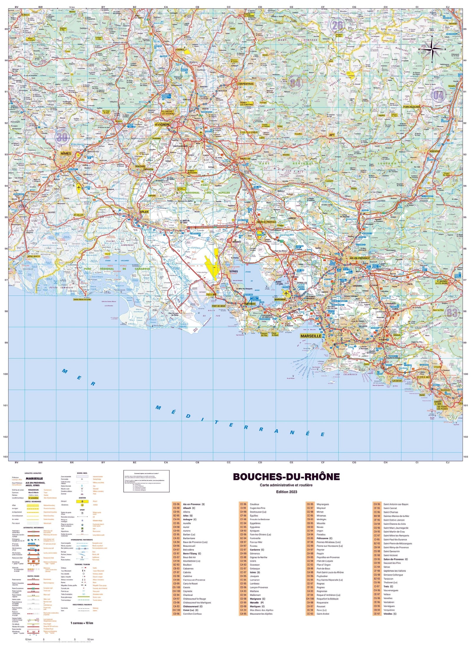 Poster - Bouches-du-Rhône (119 x 85 cm) | Blay Foldex carte murale roulée (en tube) Blay Foldex
