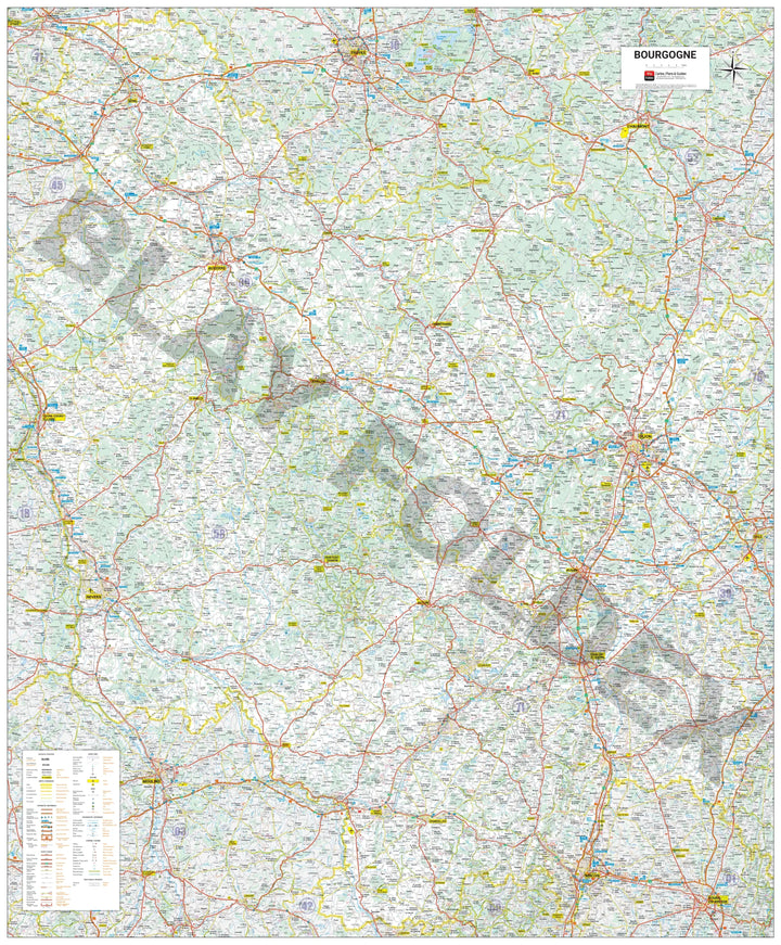 Poster - Bourgogne (105 x 127 cm) | Blay Foldex carte murale roulée (en tube) Blay Foldex