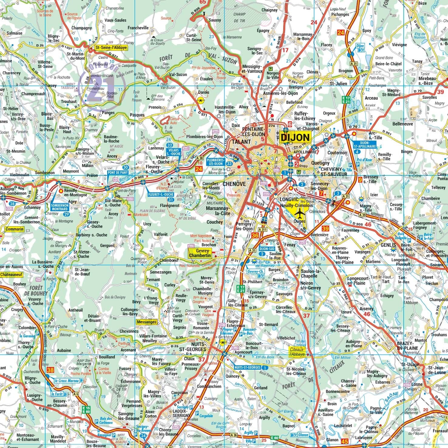 Poster - Bourgogne-Franche-Comté (128 × 166 cm) | Blay Foldex carte murale roulée (en tube) Blay Foldex