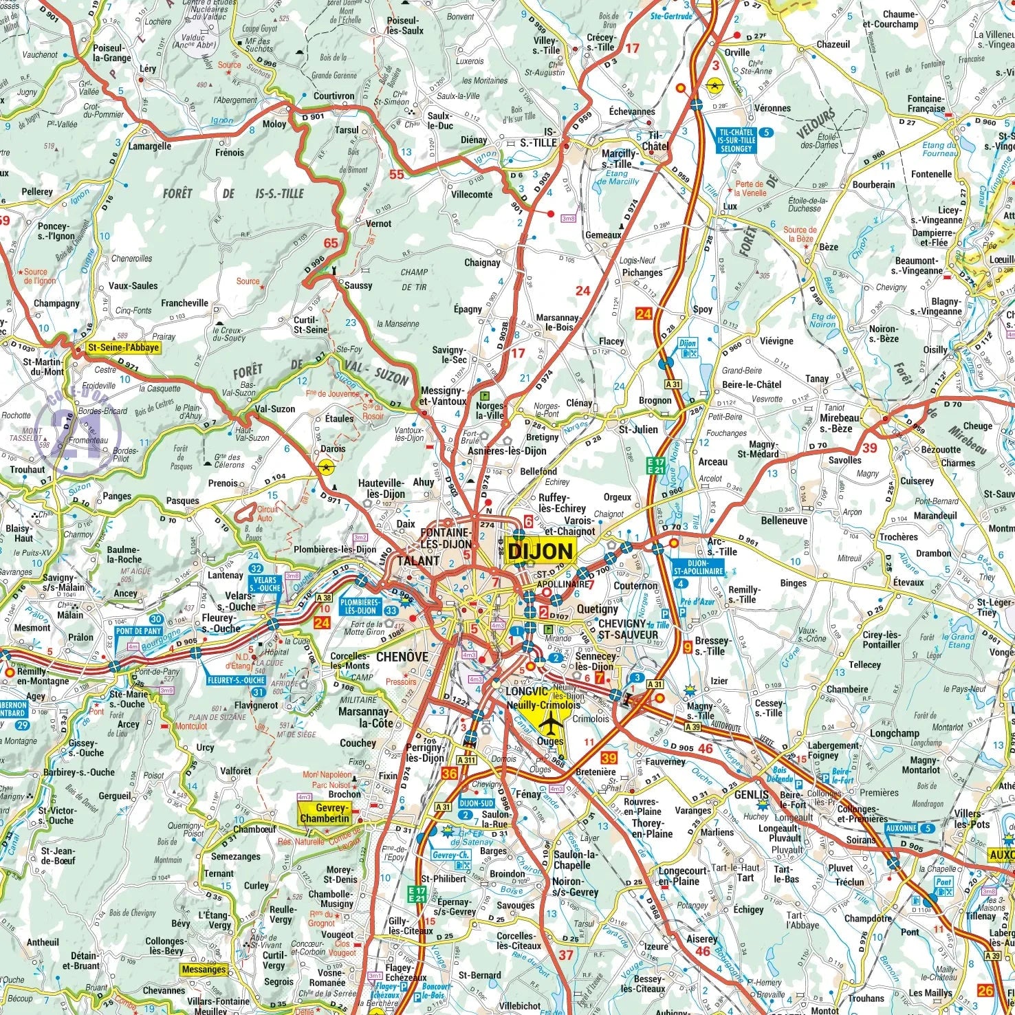 Poster - Bourgogne-Franche-Comté (128 × 166 cm) | Blay Foldex carte murale roulée (en tube) Blay Foldex