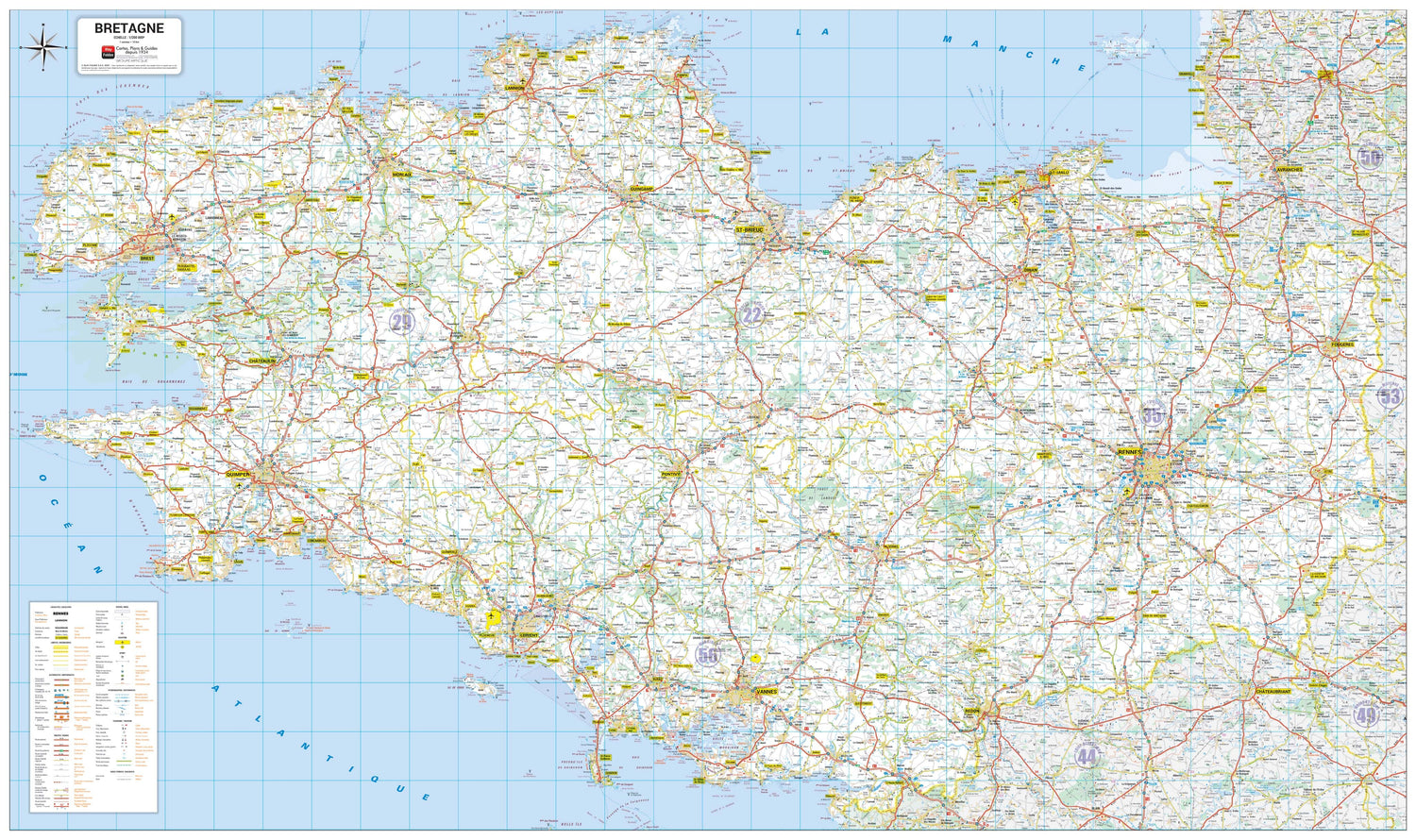 Poster - Bretagne (145 × 86 cm) | Blay Foldex carte murale roulée (en tube) Blay Foldex