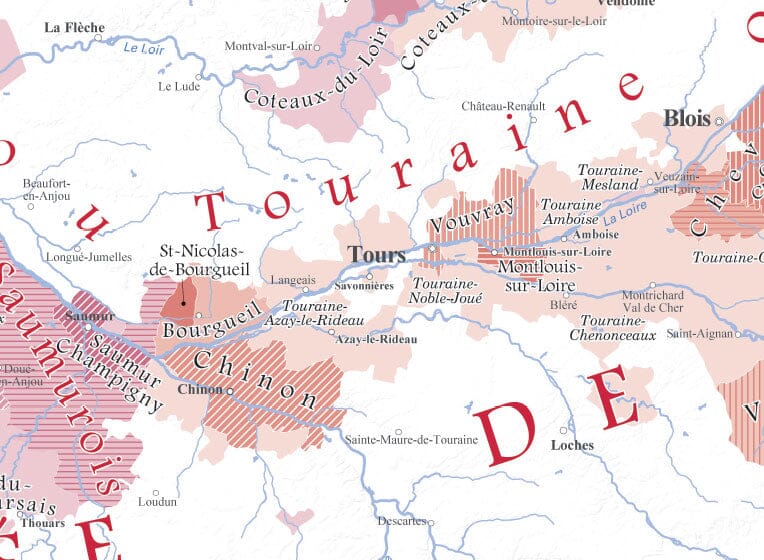Carte des vins AOC de la France (100 x 100 cm) encadrée | Blay Foldex carte murale livrée à plat Blay Foldex