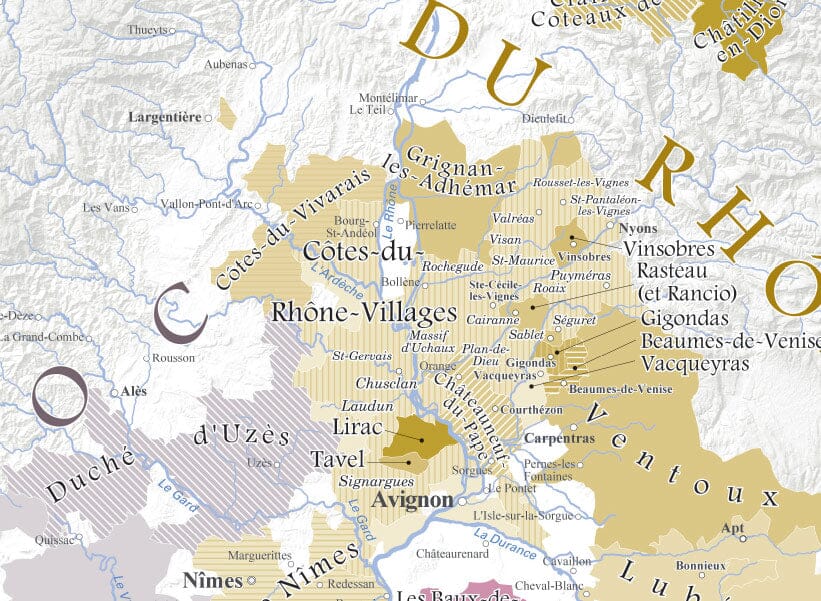 Poster – Carte simplifiée des vins AOC de la France (100 x 100 cm) | Blay Foldex carte murale roulée (en tube) Blay Foldex