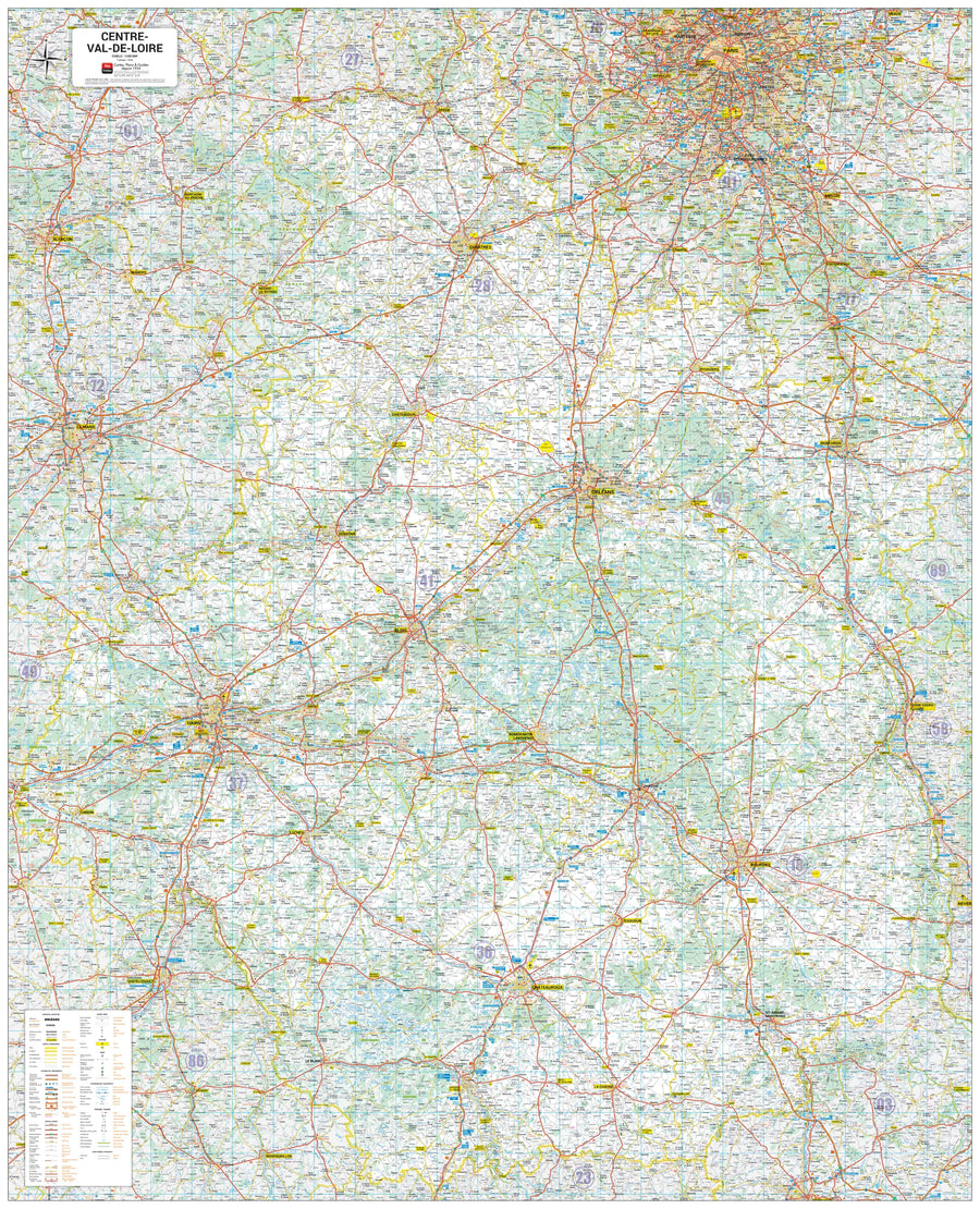 Poster - Centre-Val de Loire (120 × 148 cm) | Blay Foldex carte murale hors dimensions Blay Foldex 