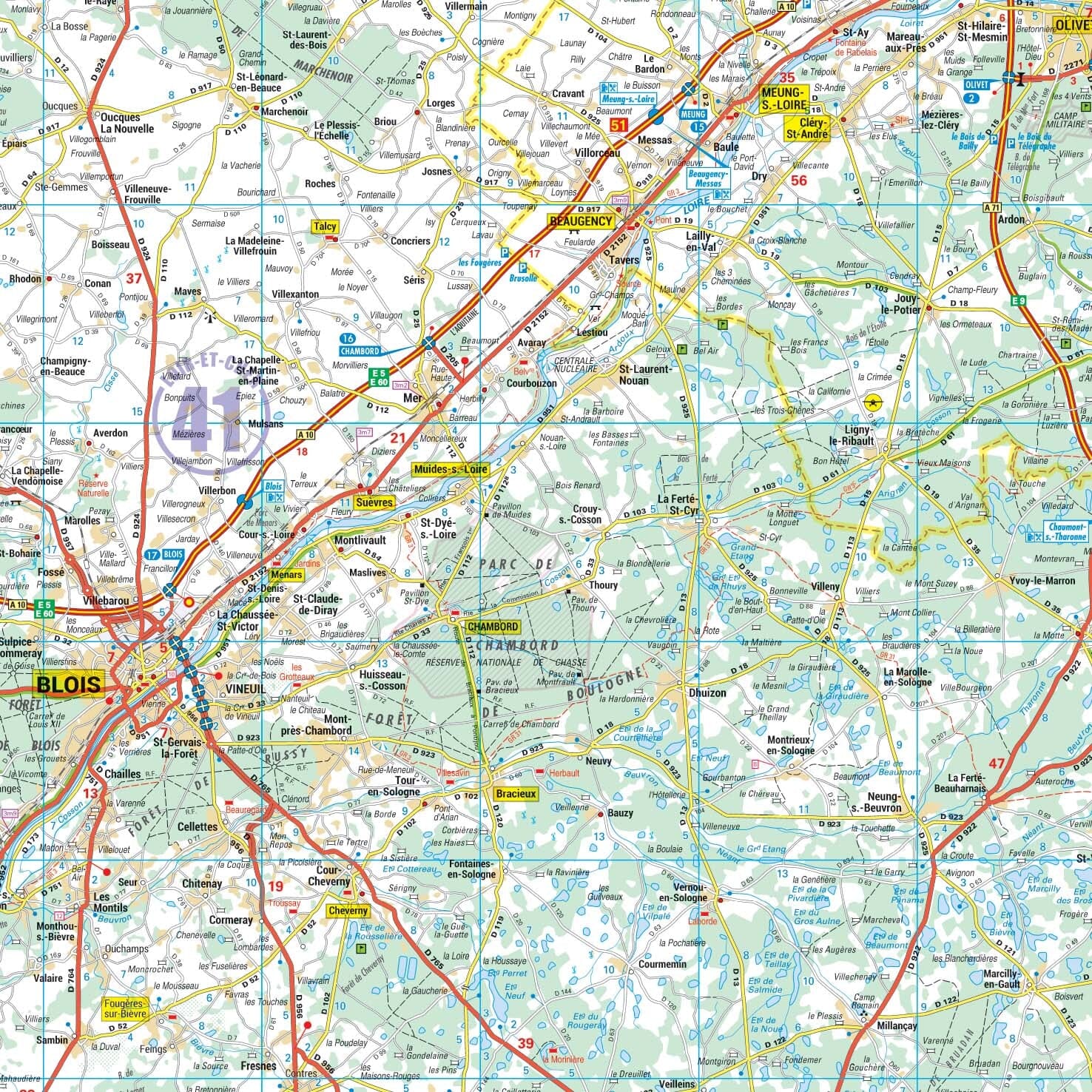 Poster - Centre-Val de Loire (120 × 148 cm) | Blay Foldex carte murale roulée (en tube) Blay Foldex