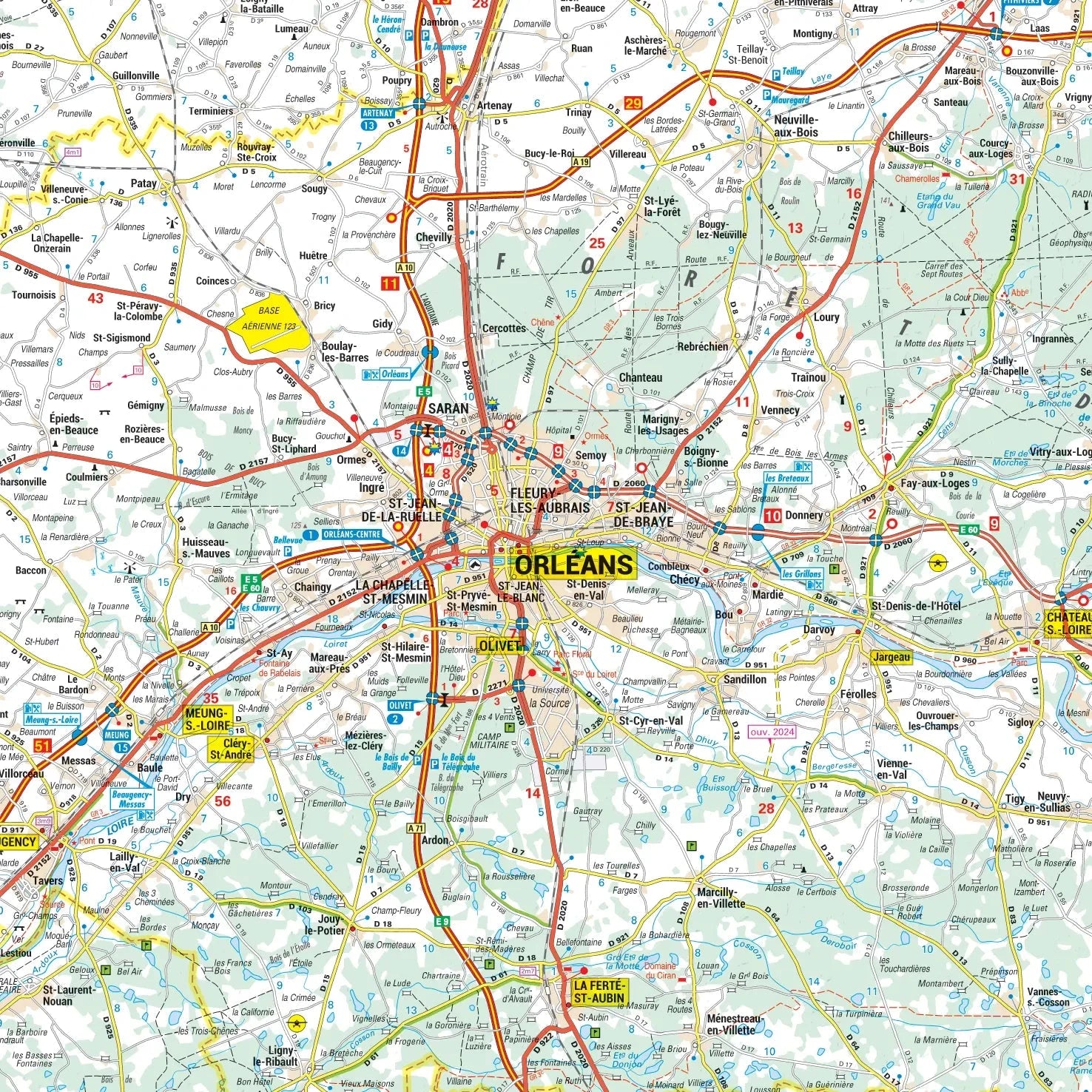 Poster - Centre-Val de Loire (120 × 148 cm) | Blay Foldex carte murale roulée (en tube) Blay Foldex