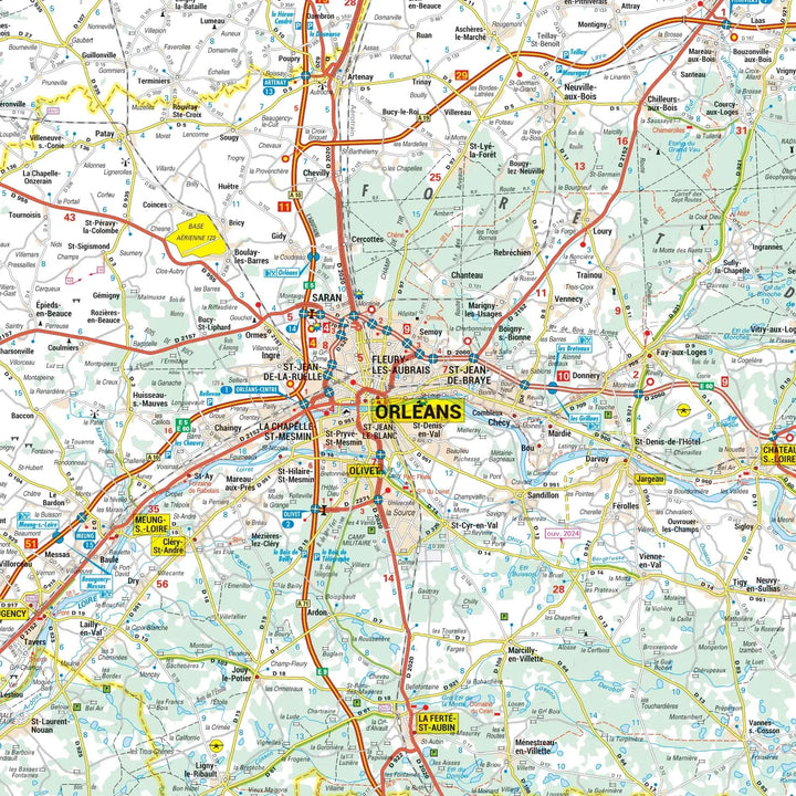 Poster - Centre-Val de Loire (120 × 148 cm) | Blay Foldex carte murale roulée (en tube) Blay Foldex