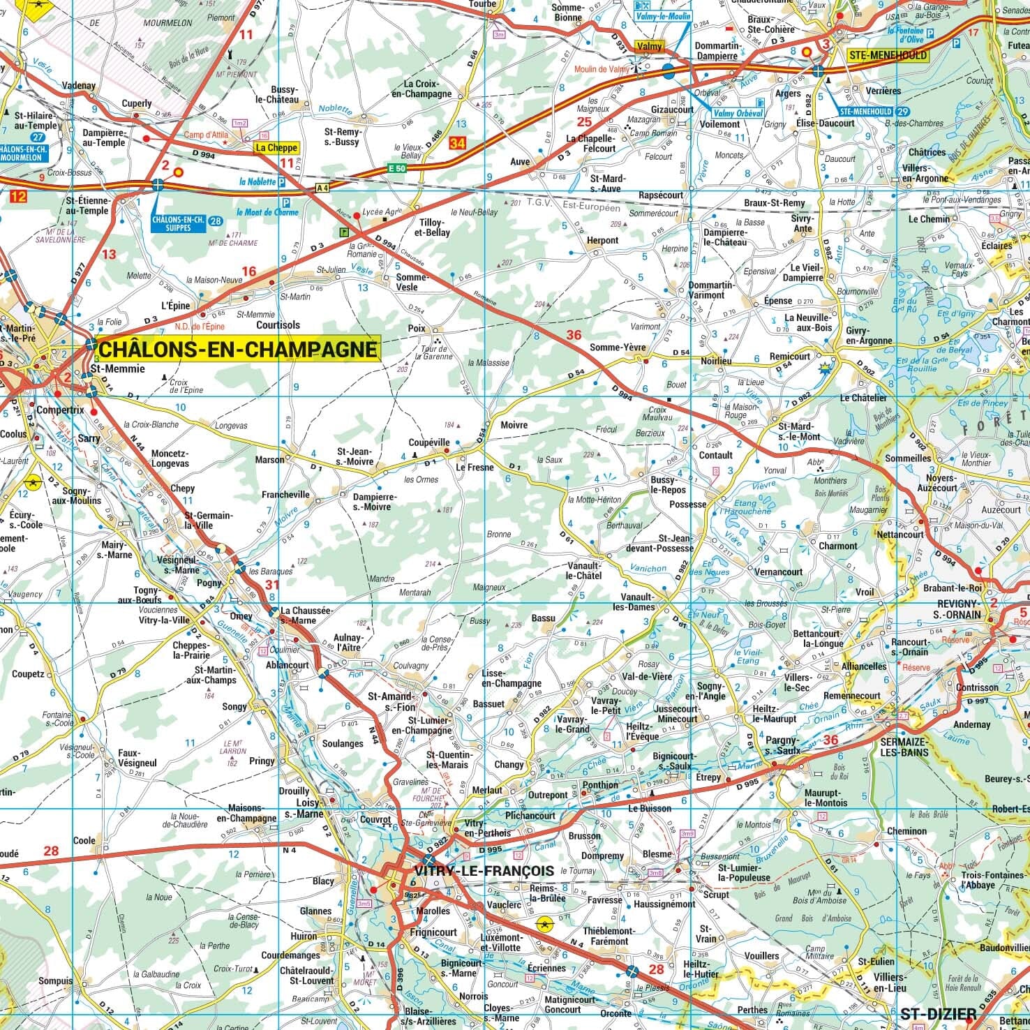 Poster - Champagne-Ardenne (98 × 148 cm) | Blay Foldex carte murale roulée (en tube) Blay Foldex