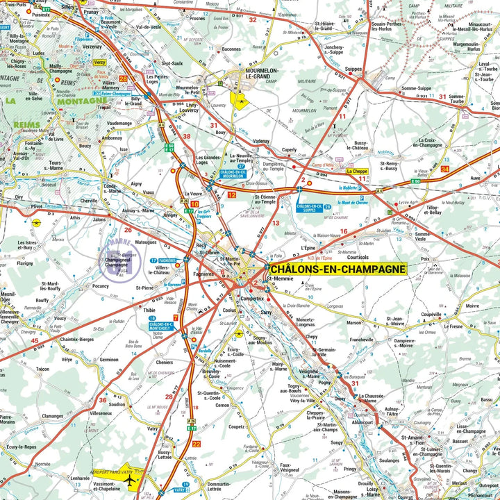 Poster - Champagne-Ardenne (98 × 148 cm) | Blay Foldex carte murale roulée (en tube) Blay Foldex