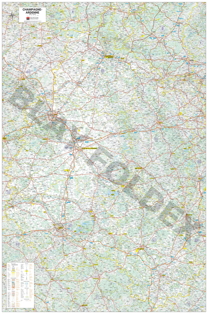 Poster - Champagne-Ardenne (98 × 148 cm) | Blay Foldex carte murale roulée (en tube) Blay Foldex