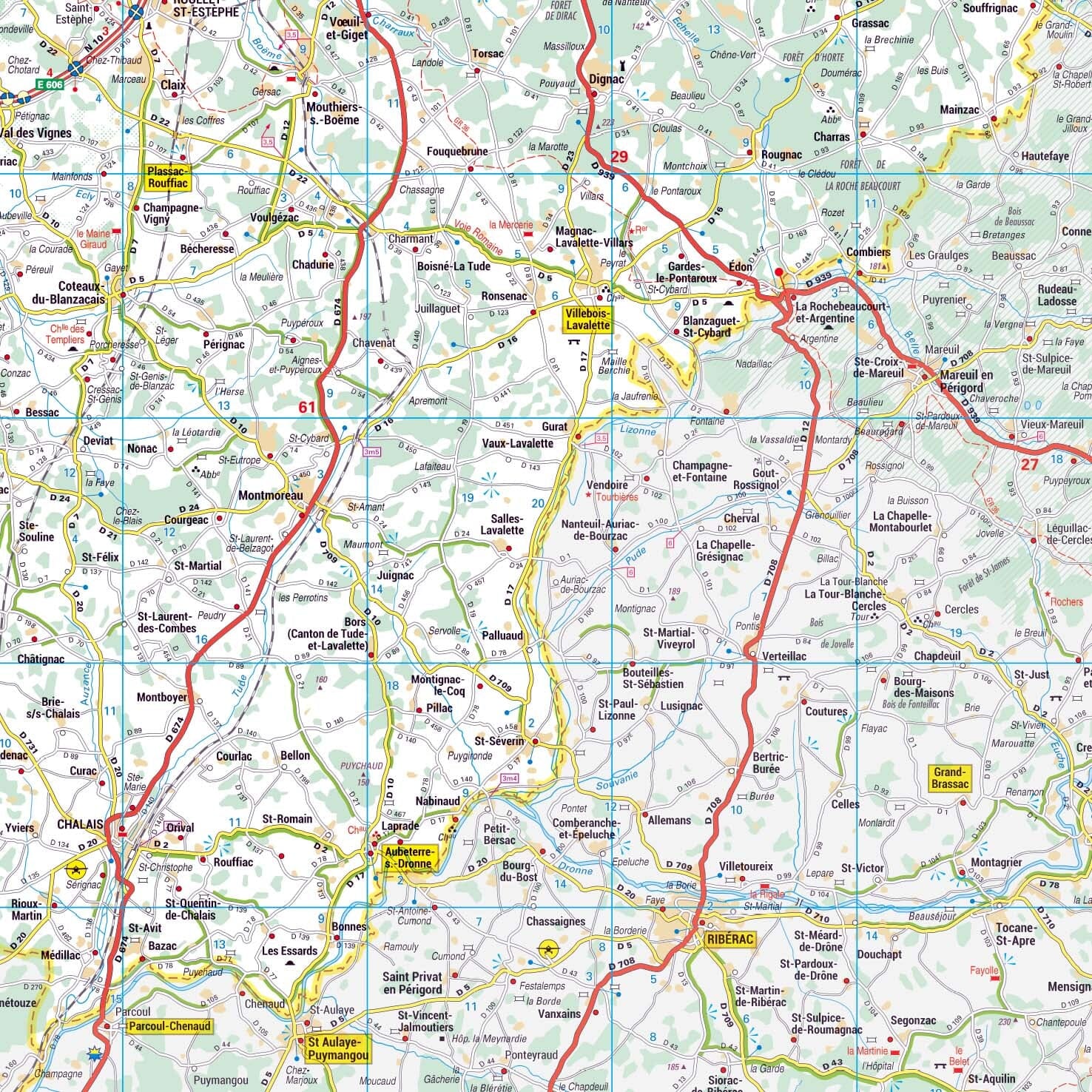 Poster - Charente (119 x 85 cm) | Blay Foldex carte murale roulée (en tube) Blay Foldex