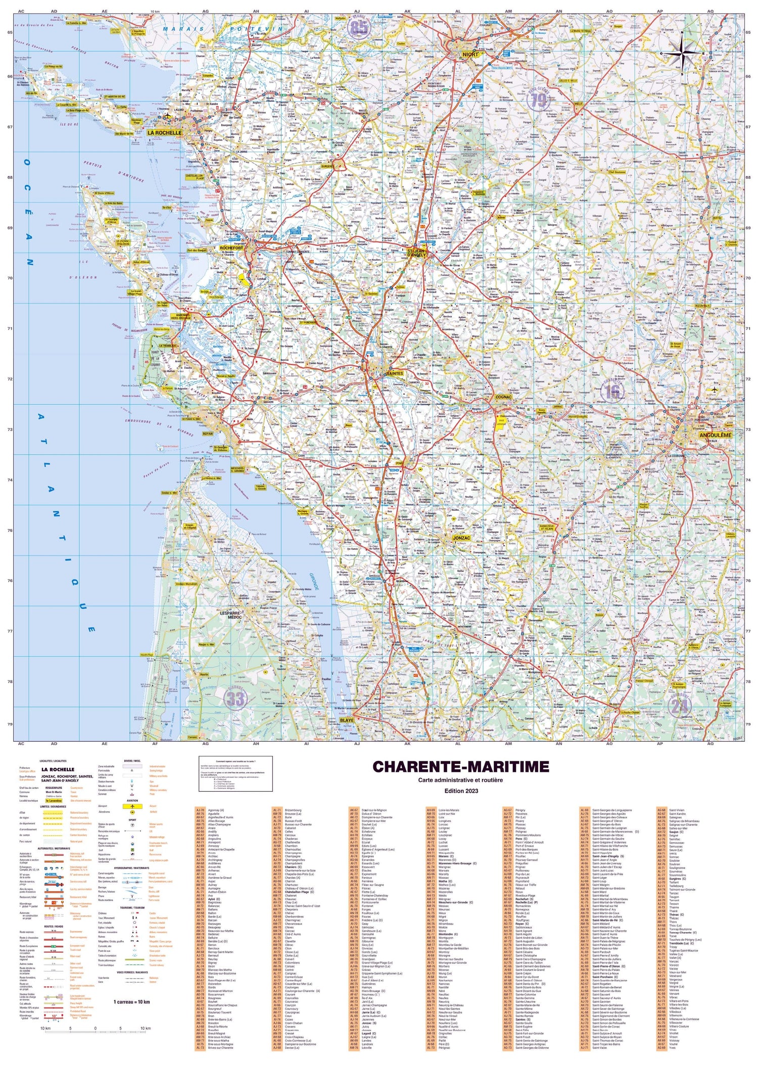 Poster - Charente-Maritime (119 x 85 cm) | Blay Foldex carte murale roulée (en tube) Blay Foldex