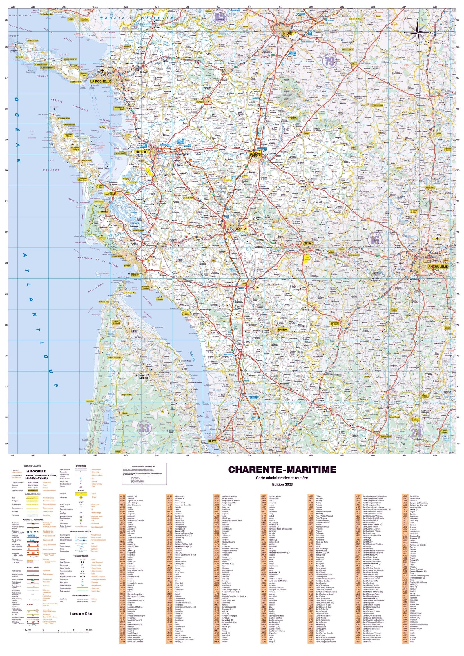 Poster - Charente-Maritime (119 x 85 cm) | Blay Foldex carte murale roulée (en tube) Blay Foldex