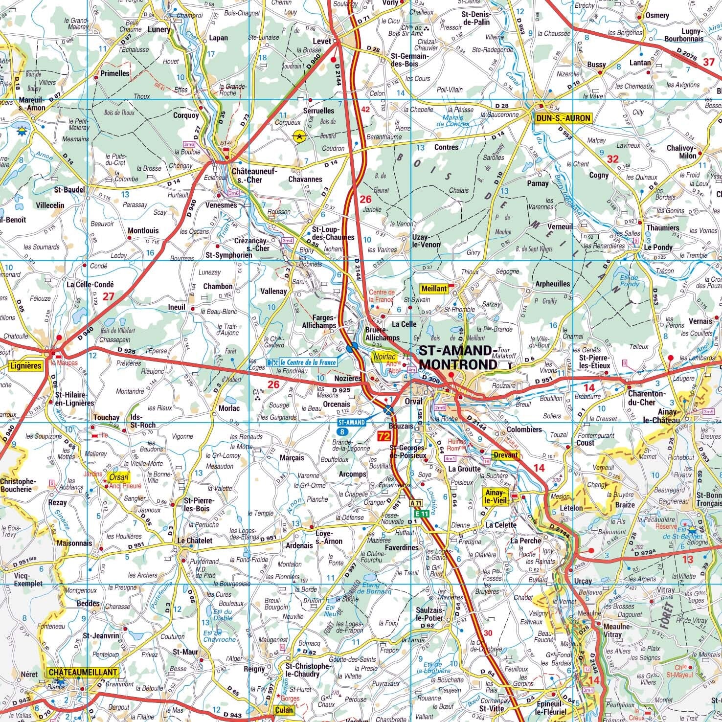 Poster - Cher (119 x 85 cm) | Blay Foldex carte murale roulée (en tube) Blay Foldex